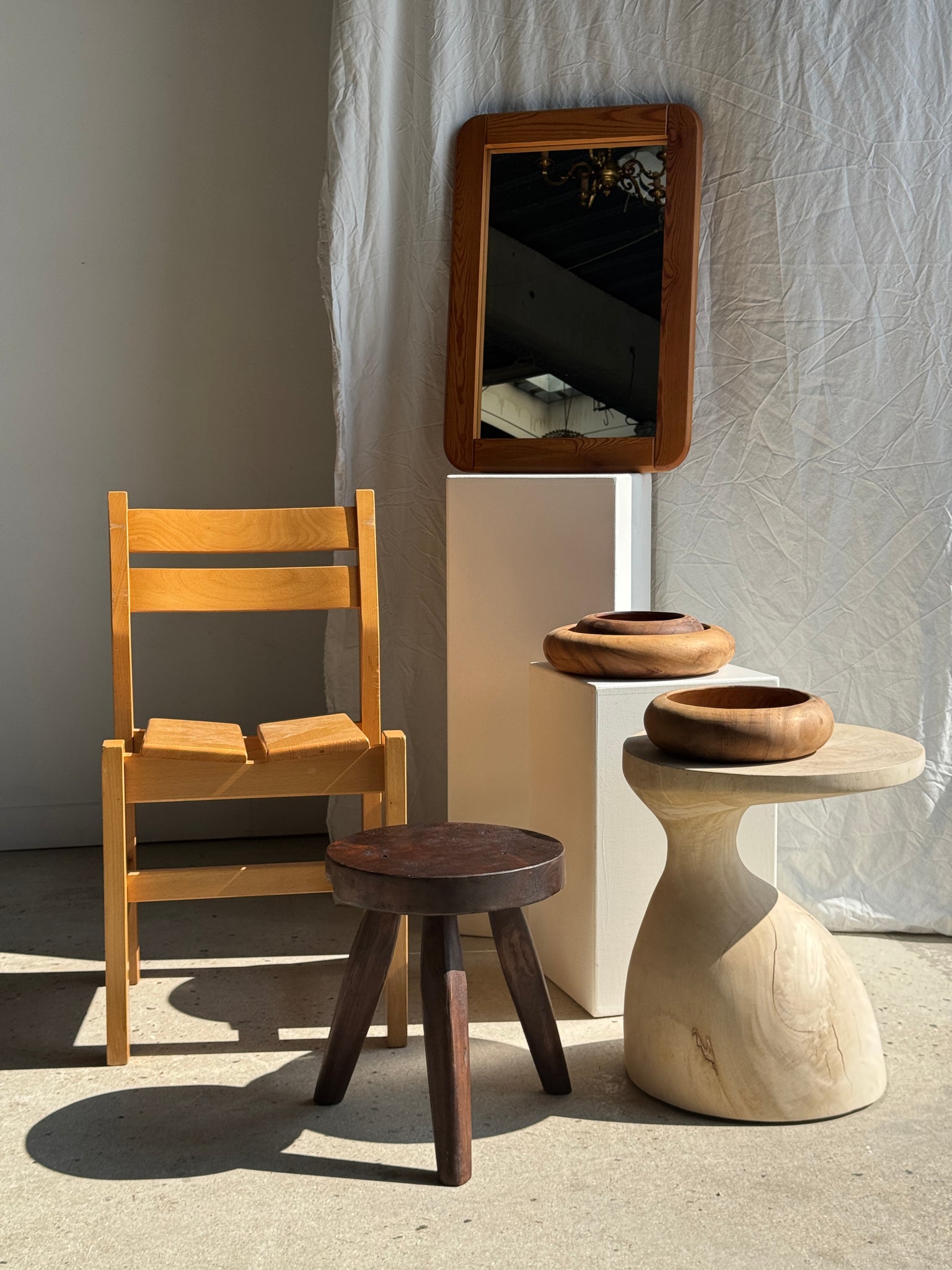 Miroir en pin bords arrondis 66x45