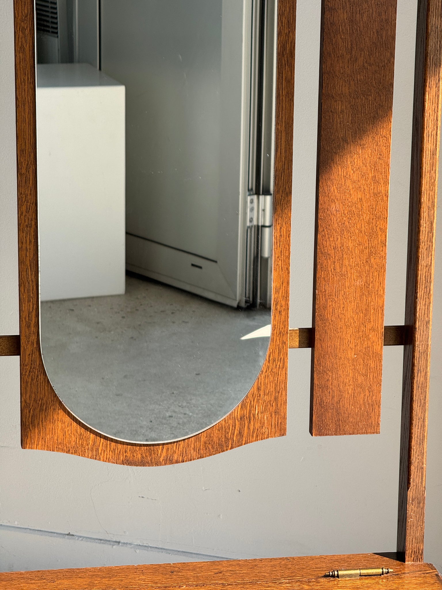 Meuble porte-manteau avec miroir, patères et petit coffre H182 L65 P33