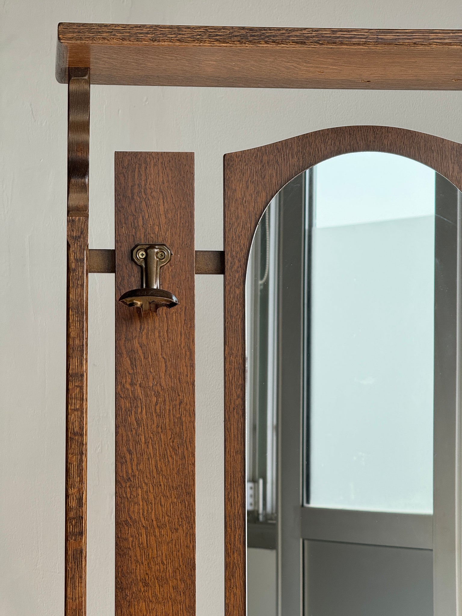 Meuble porte-manteau avec miroir, patères et petit coffre H182 L65 P33