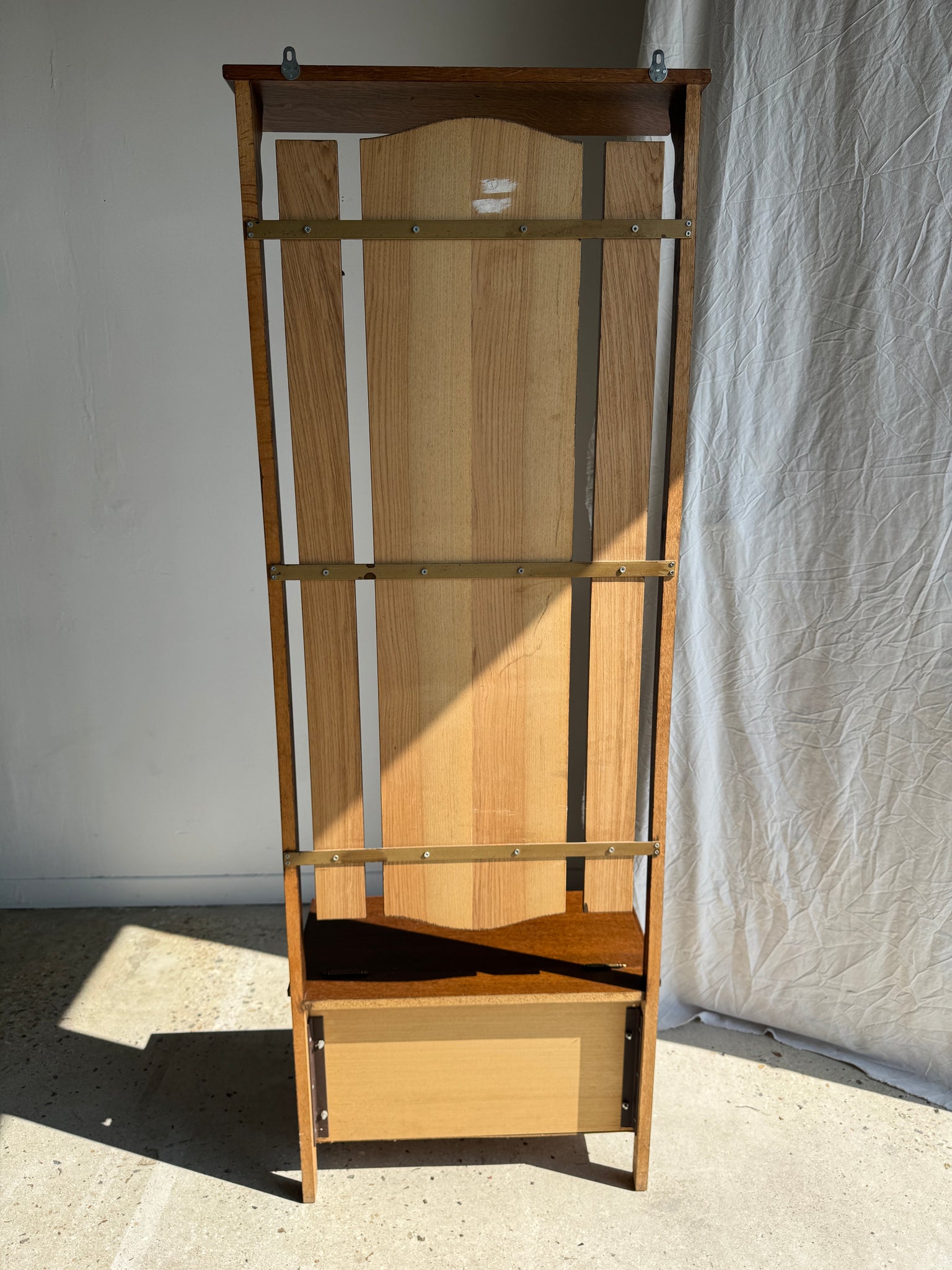 Meuble porte-manteau avec miroir, patères et petit coffre H182 L65 P33
