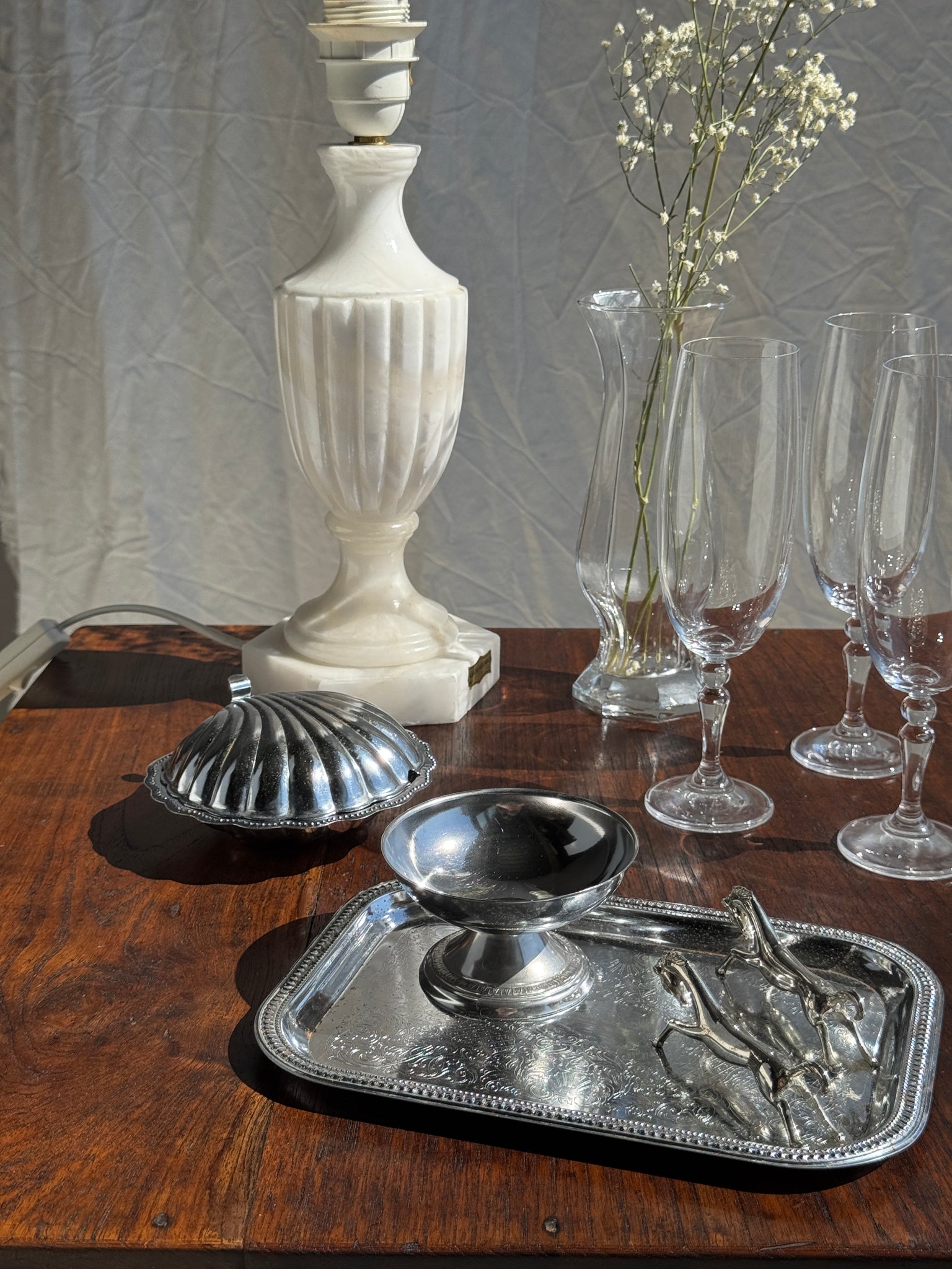 Beurrier coquille vintage en métal argenté