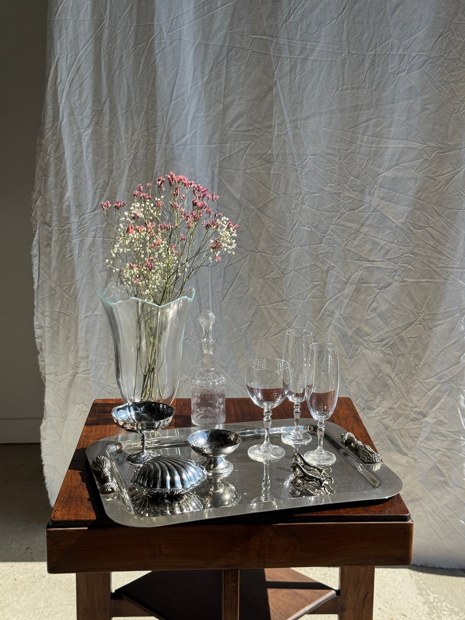 Lot de 5 verres à vin en cristal de bohème pied boule H16