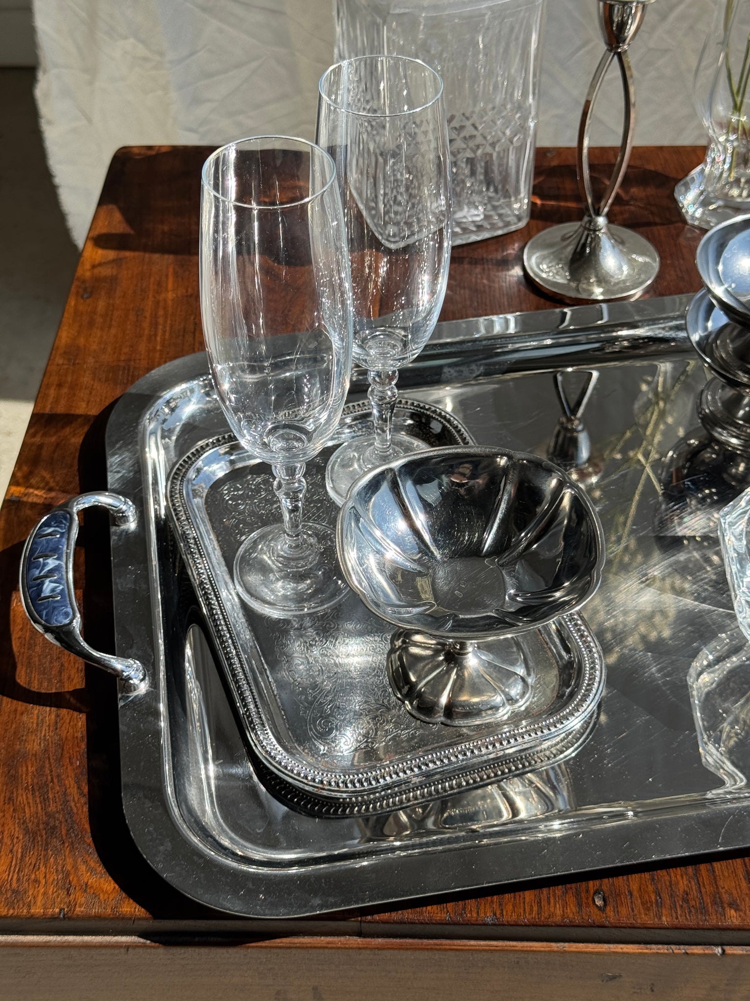 Lot de 6 petites coupes à glace en métal à motifs de frise