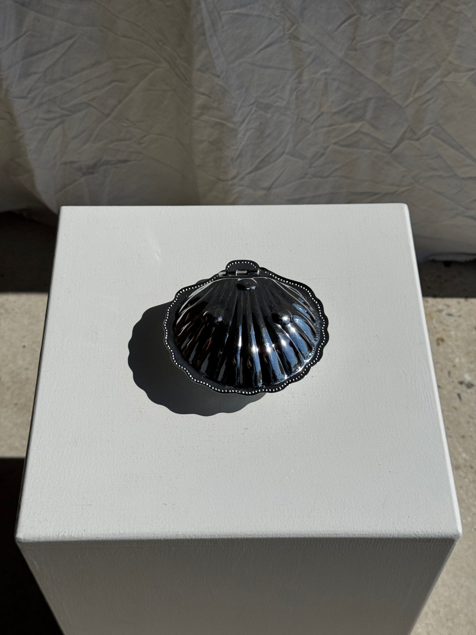 Beurrier coquille vintage en métal argenté