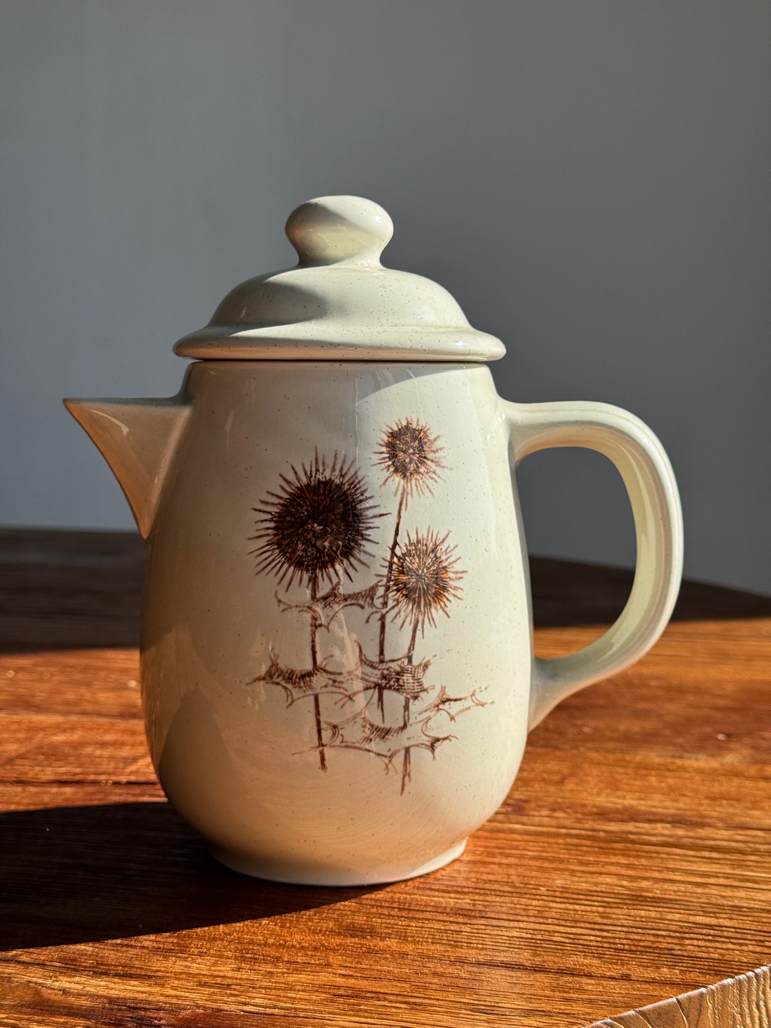 Théière Sarreguemines à motifs de chardons H20
