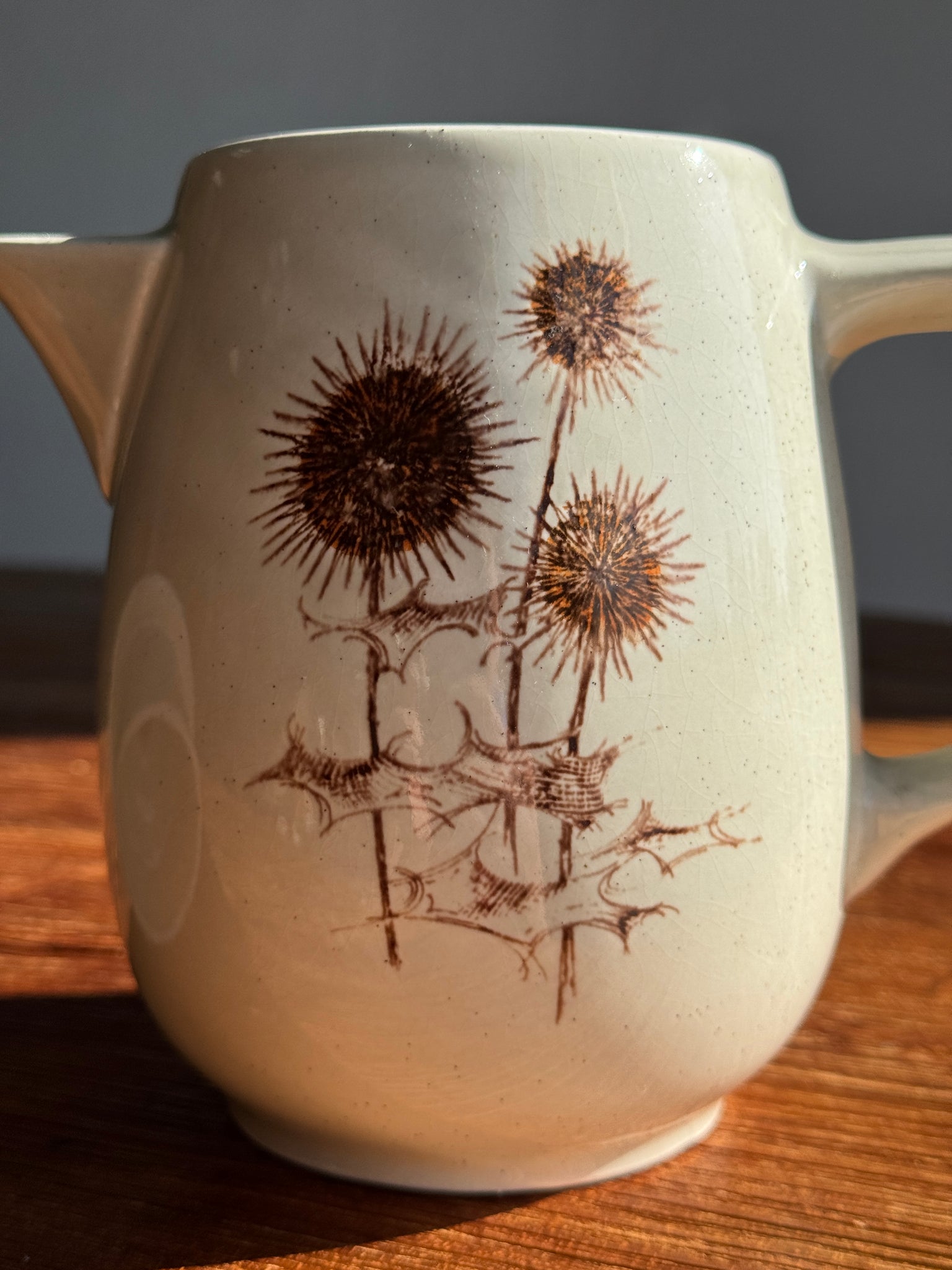Théière Sarreguemines à motifs de chardons H20