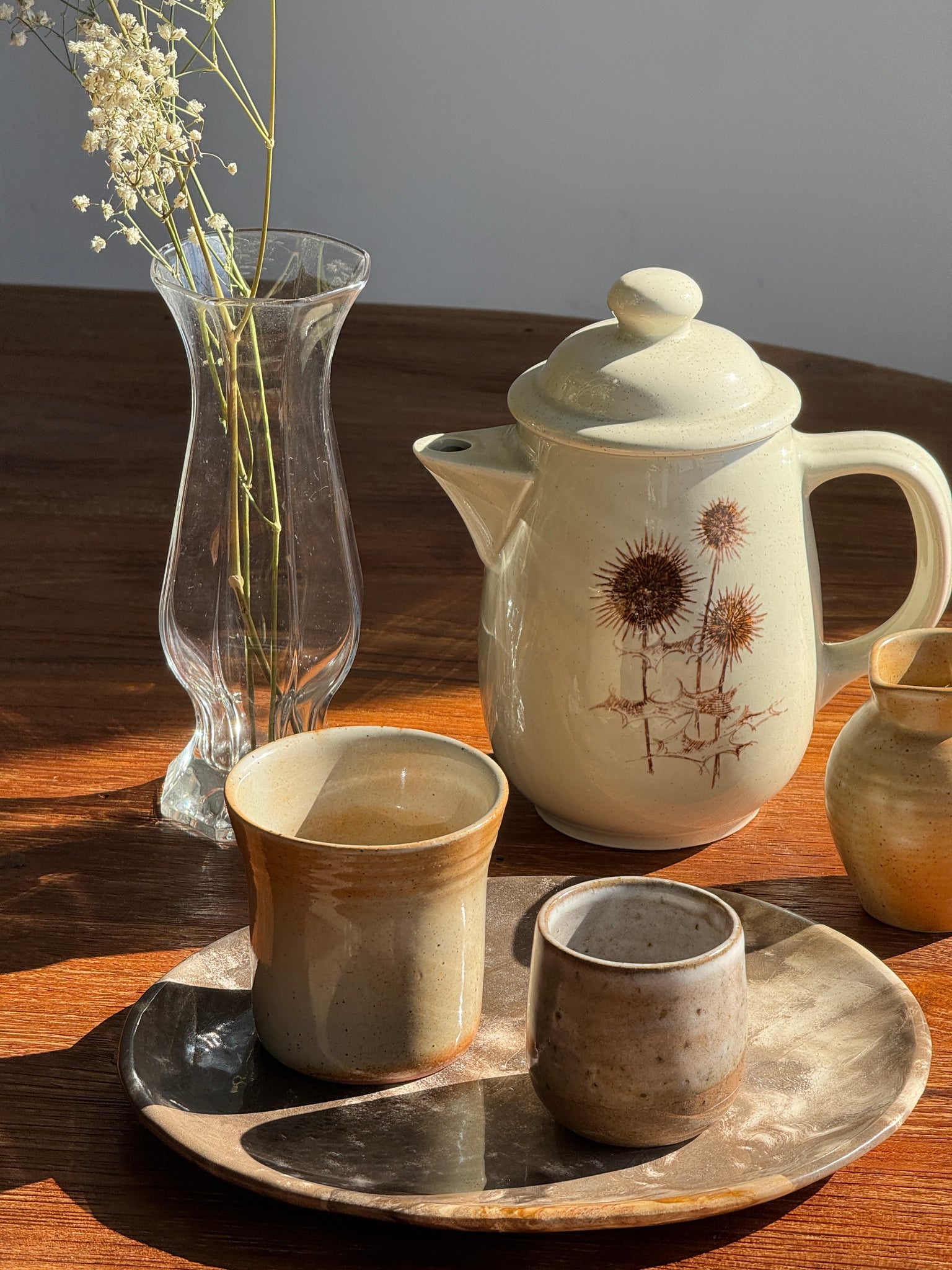 Théière Sarreguemines à motifs de chardons H20