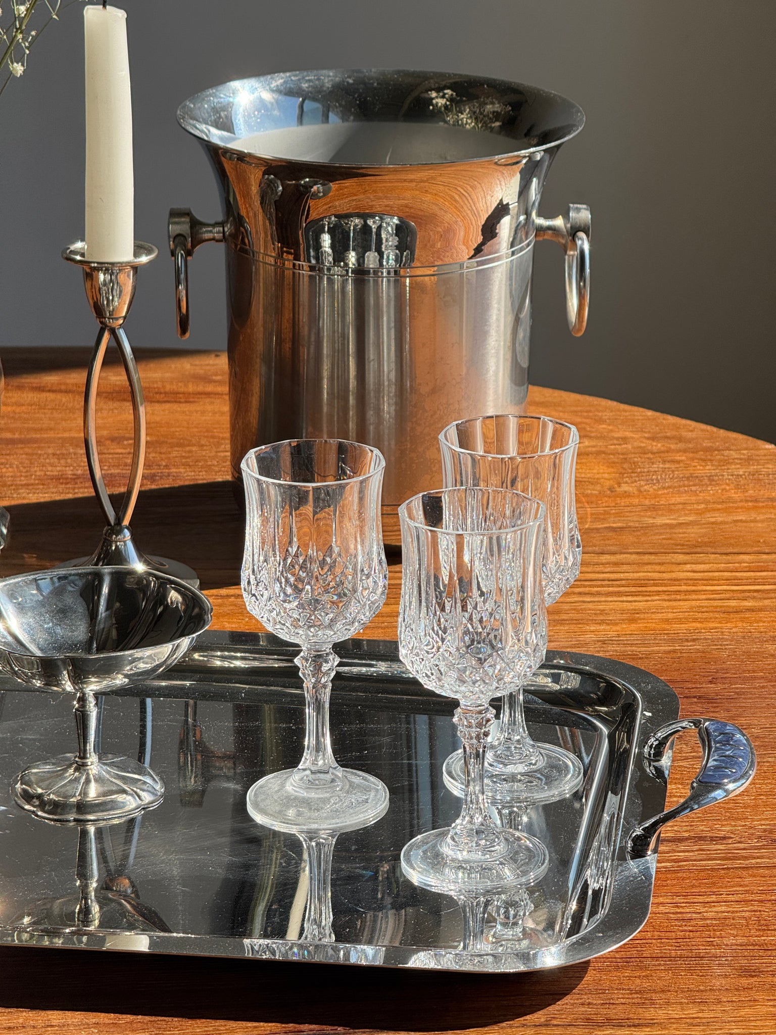 Lot de 6 coupes à glace en métal sur pied en forme de fleur