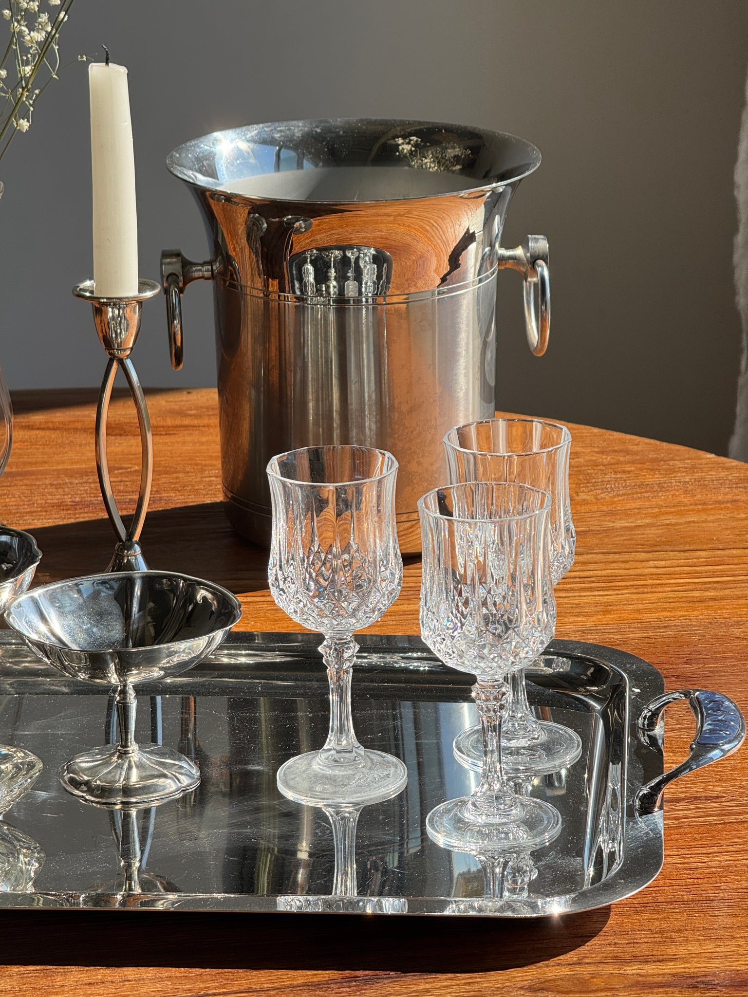 Lot de 6 petits verres en cristal pointes de diamant H14,5