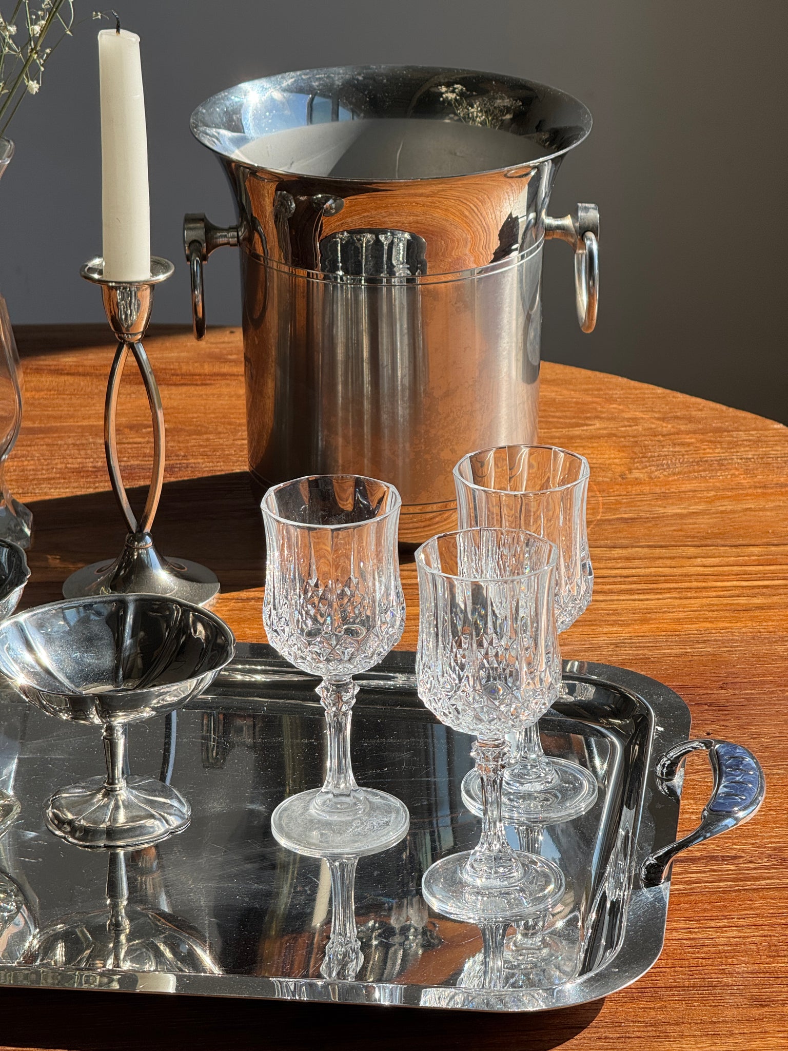 Lot de 6 petits verres en cristal pointes de diamant H14,5