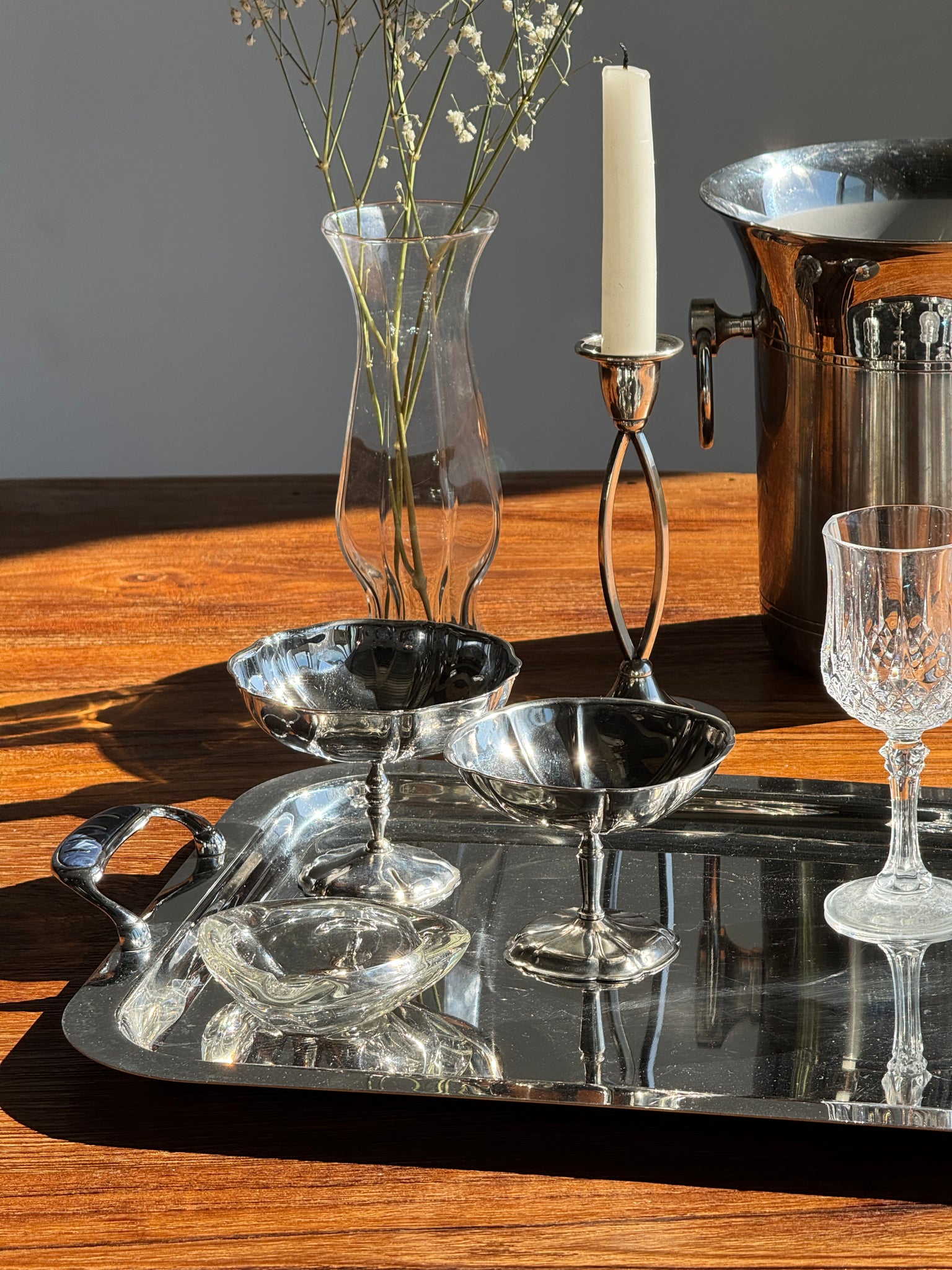 Lot de 6 coupes à glace en métal sur pied en forme de fleur