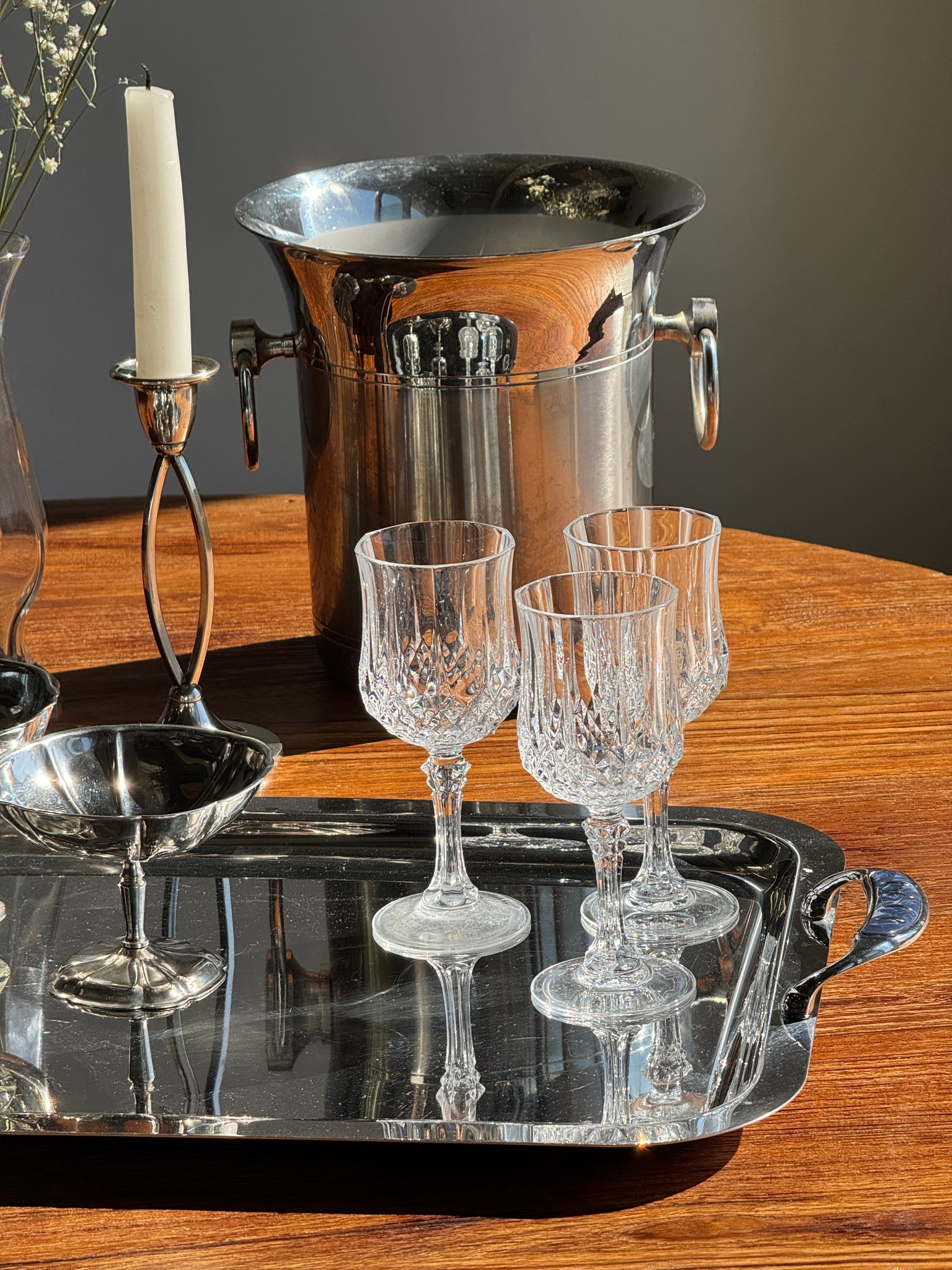 Lot de 6 petits verres en cristal pointes de diamant H14,5