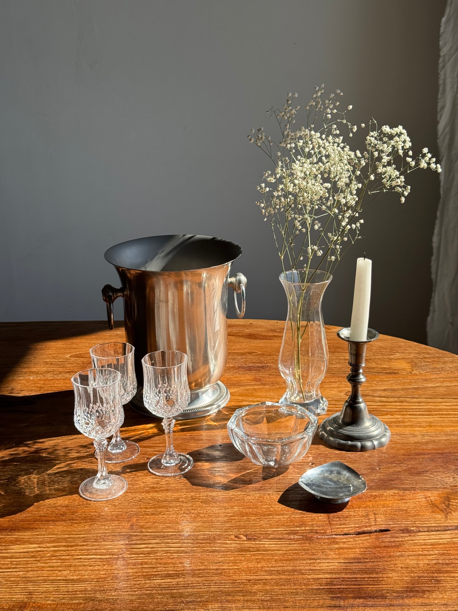 Lot de 6 petits verres en cristal pointes de diamant H14,5