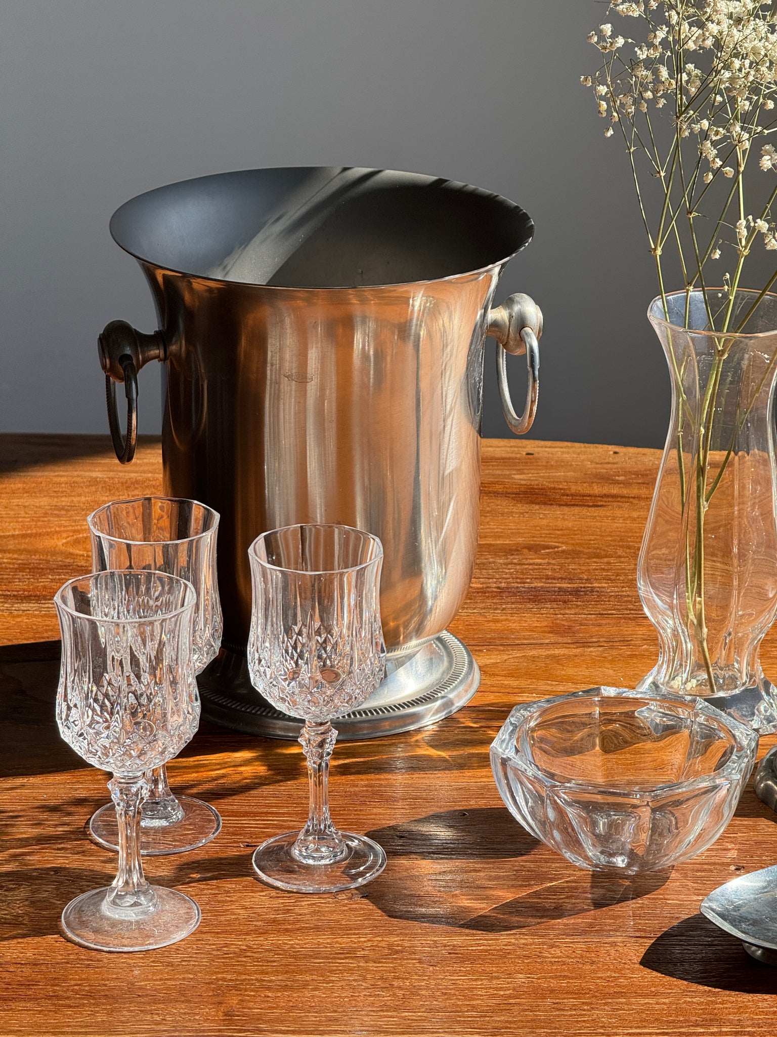 Lot de 6 petits verres en cristal pointes de diamant H14,5