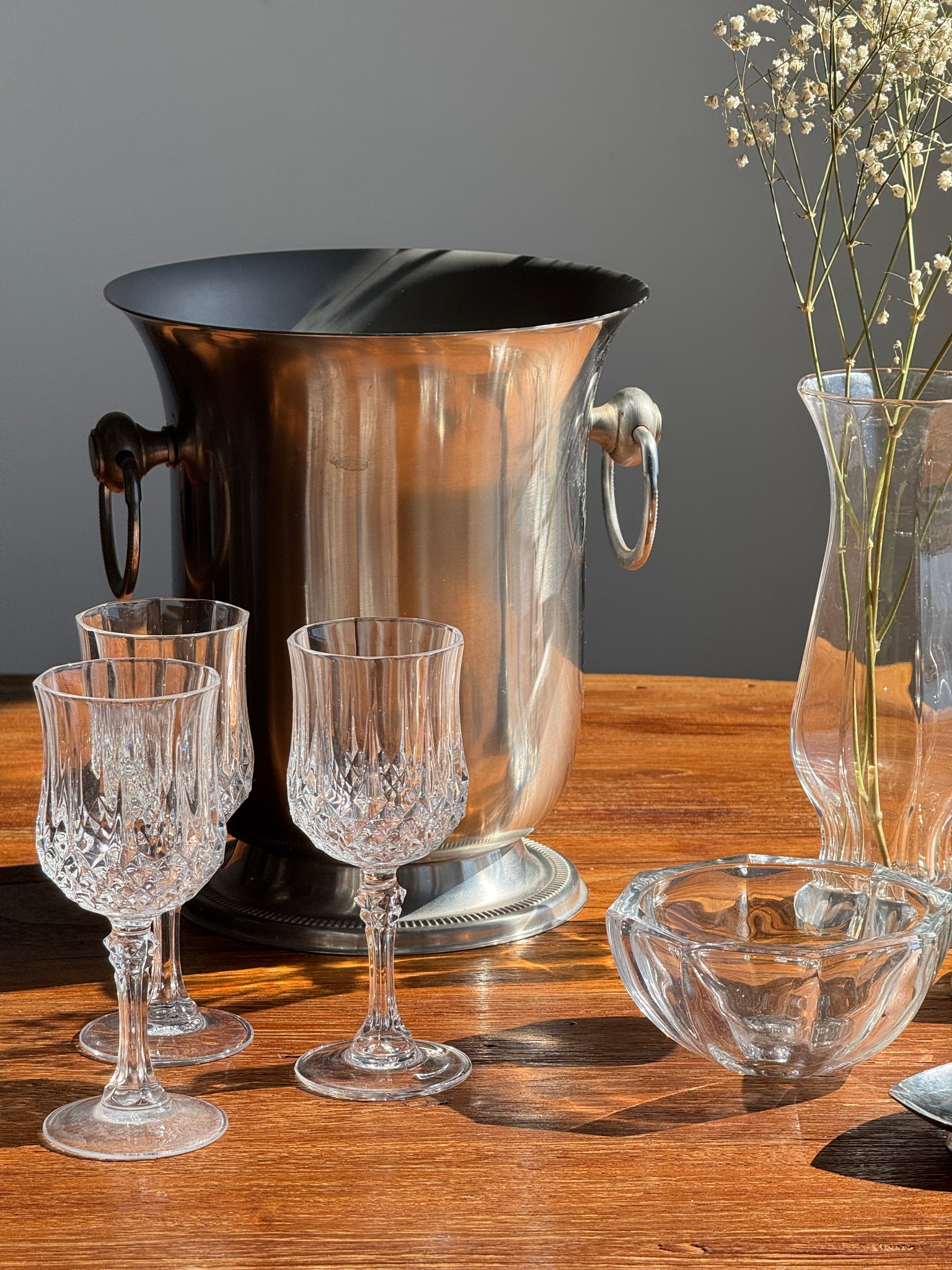 Lot de 6 petits verres en cristal pointes de diamant H14,5