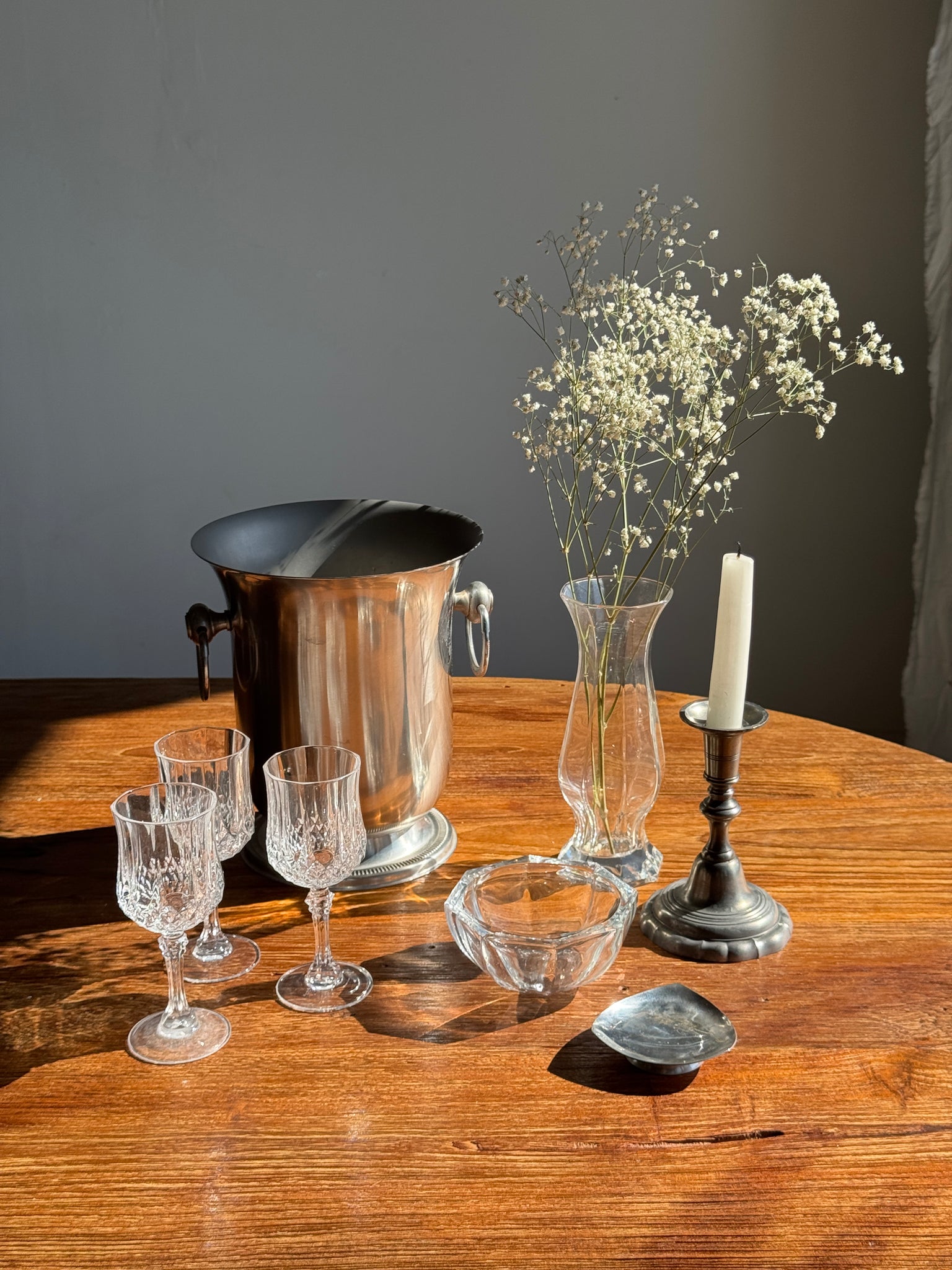 Lot de 6 petits verres en cristal pointes de diamant H14,5