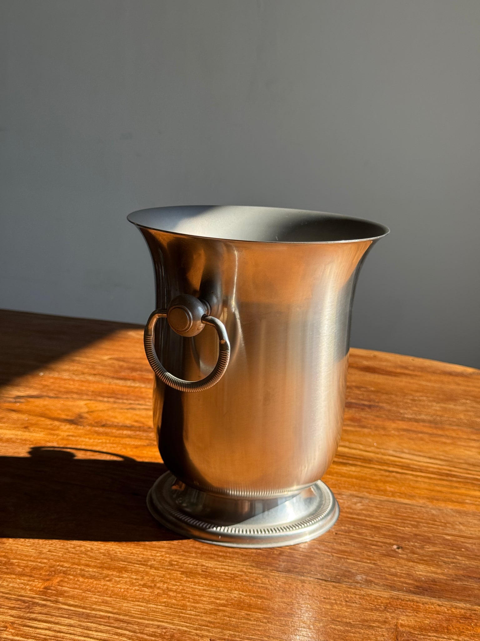 Petit seau à champagne évasé 2 boucles inox Jean Couzon orfèvre made in France H23