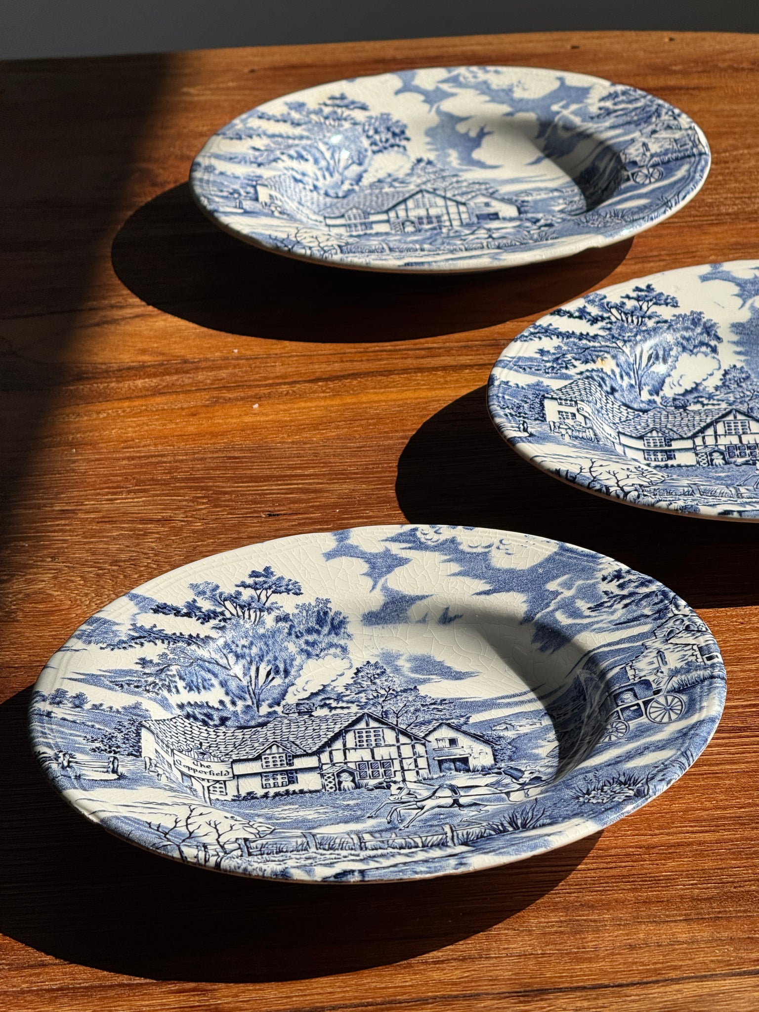 Lot de 5 assiettes anglaises bleues D23