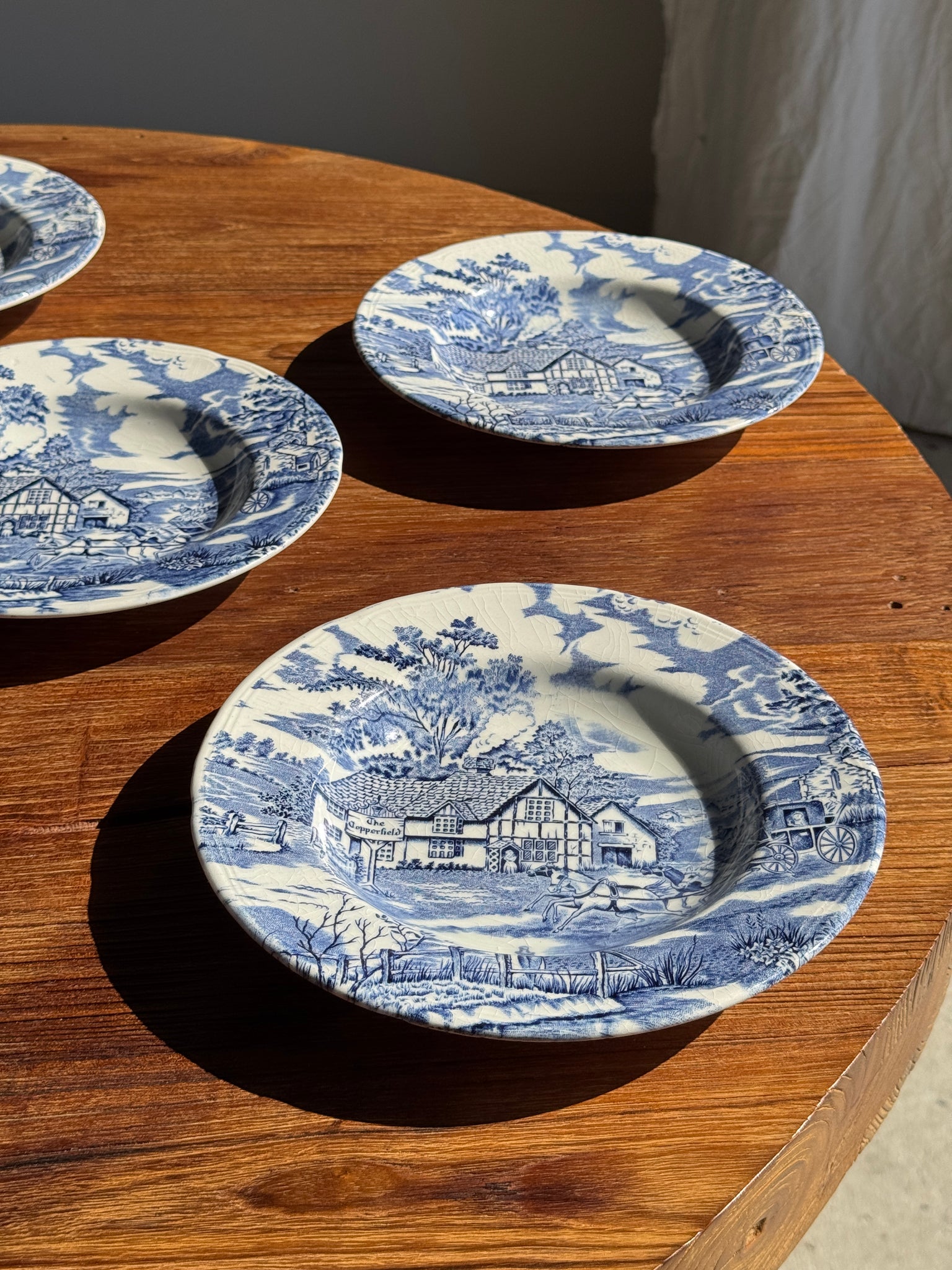 Lot de 5 assiettes anglaises bleues D23
