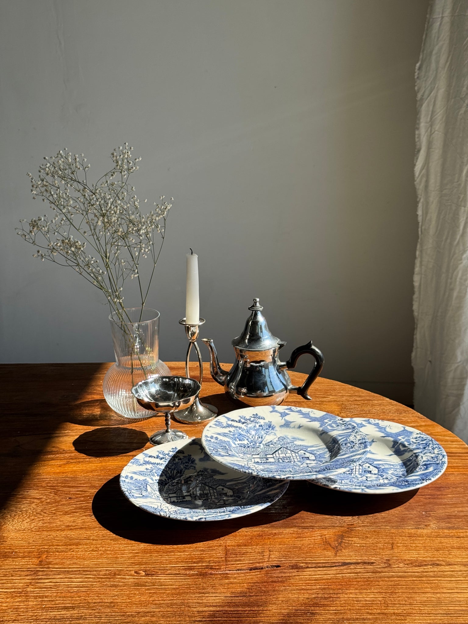 Lot de 5 assiettes anglaises bleues D23