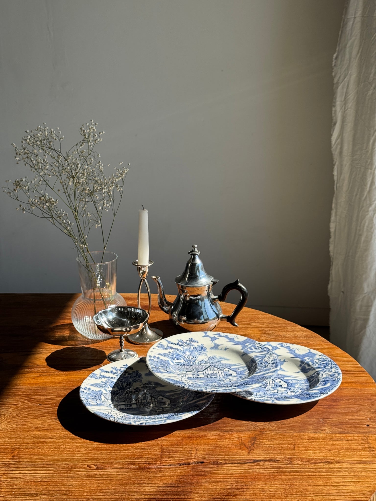 Lot de 5 assiettes anglaises bleues D23