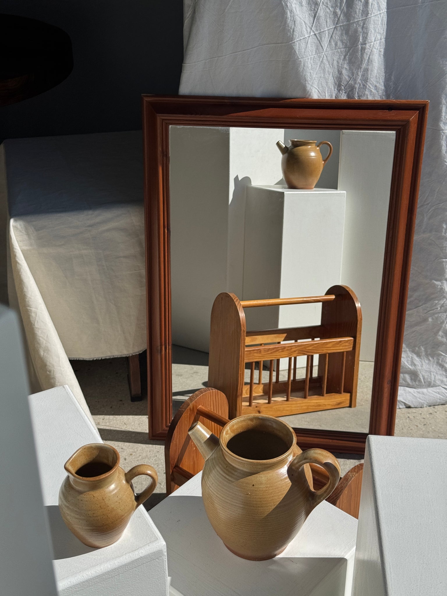 Miroir rectangulaire cadre en bois 88x62
