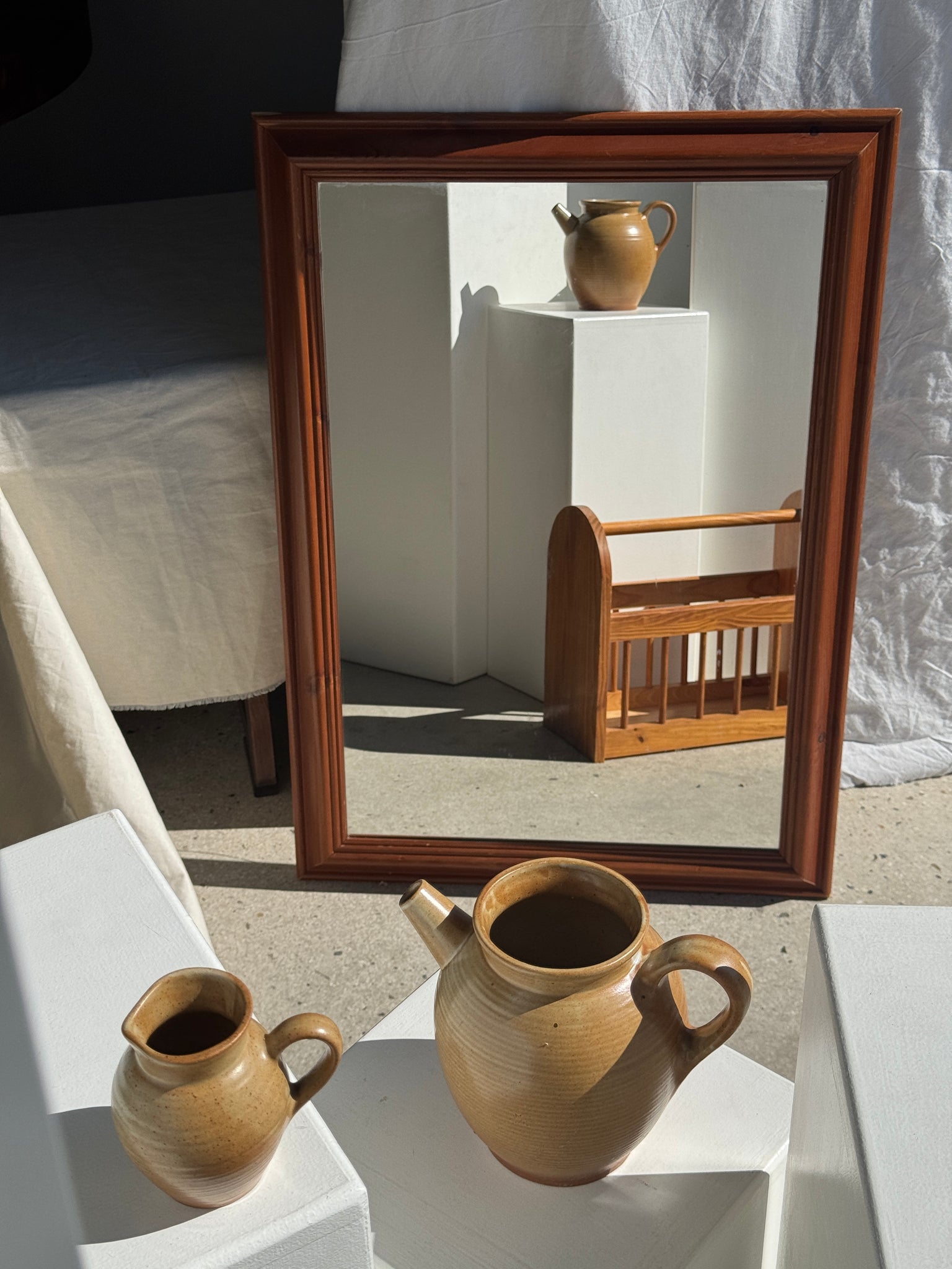 Miroir rectangulaire cadre en bois 88x62
