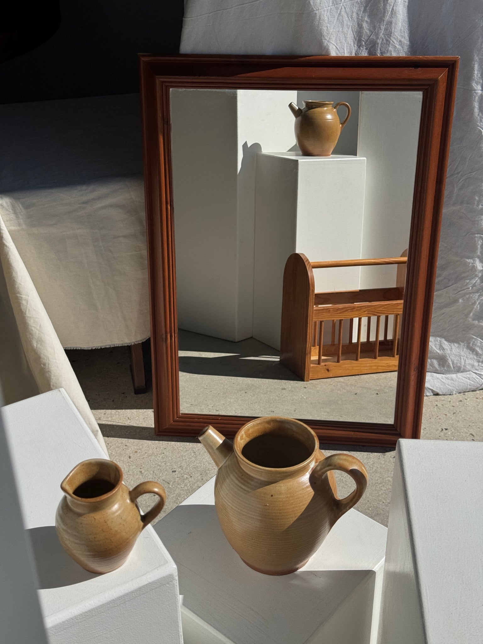 Miroir rectangulaire cadre en bois 88x62