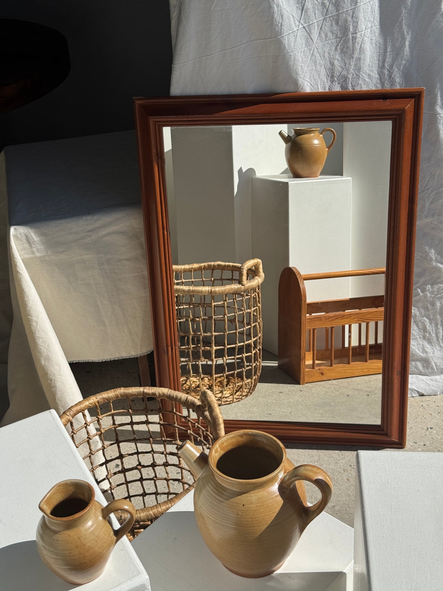 Miroir rectangulaire cadre en bois 88x62