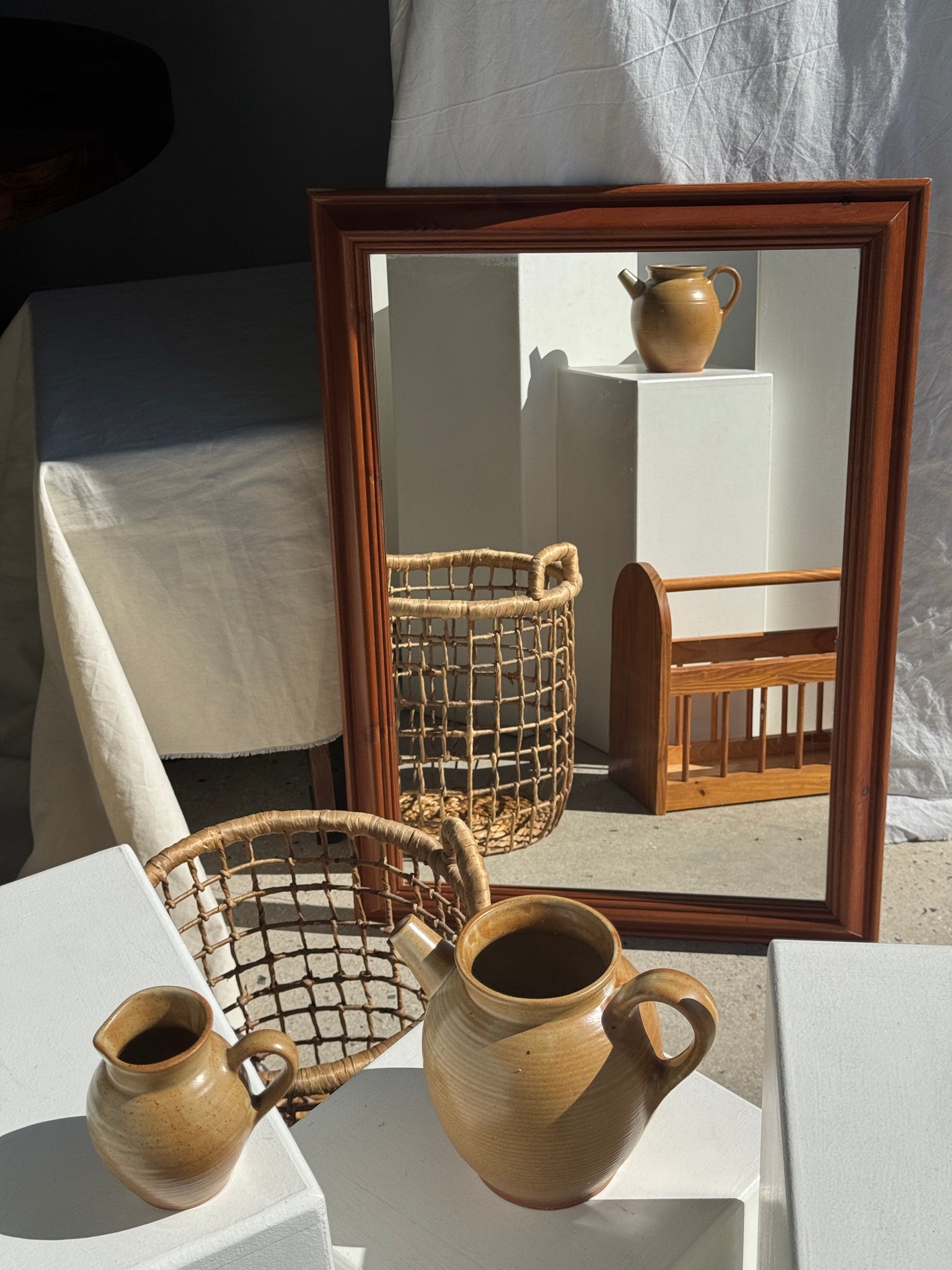 Miroir rectangulaire cadre en bois 88x62