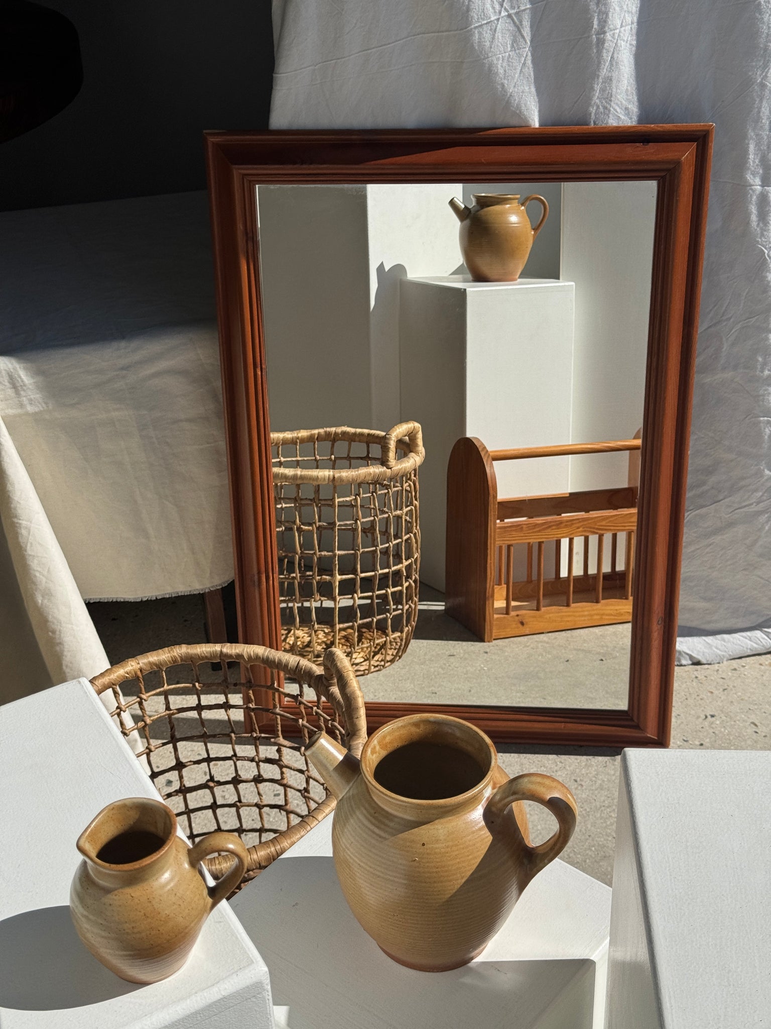 Miroir rectangulaire cadre en bois 88x62
