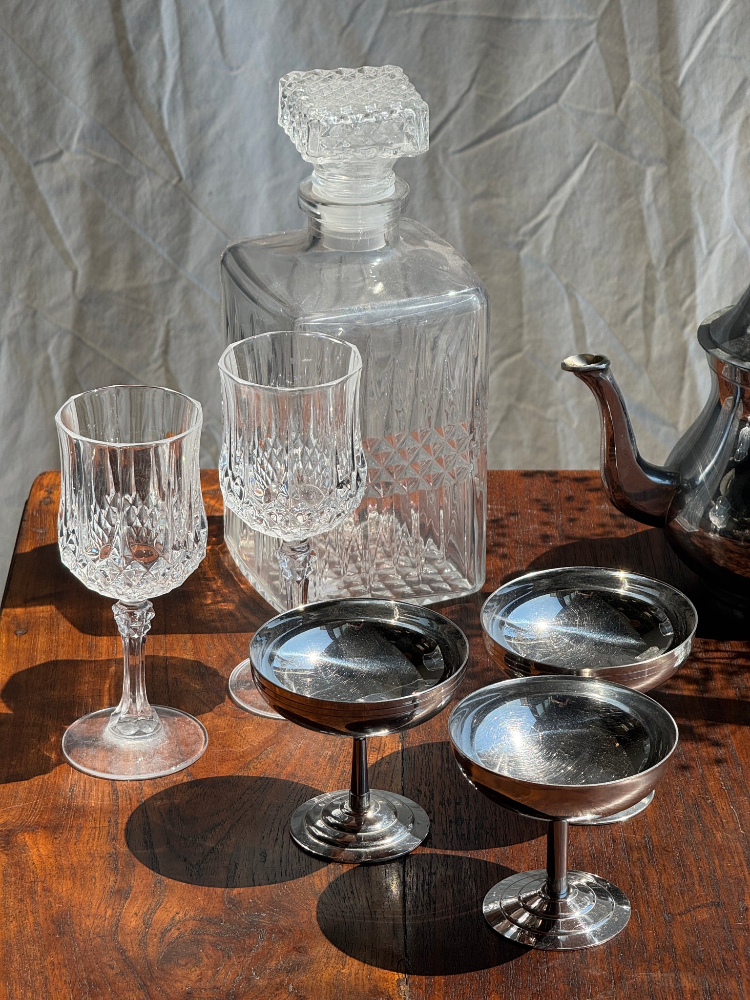 Lot de 6 coupes à glace sur pied géométrique circulaire en métal