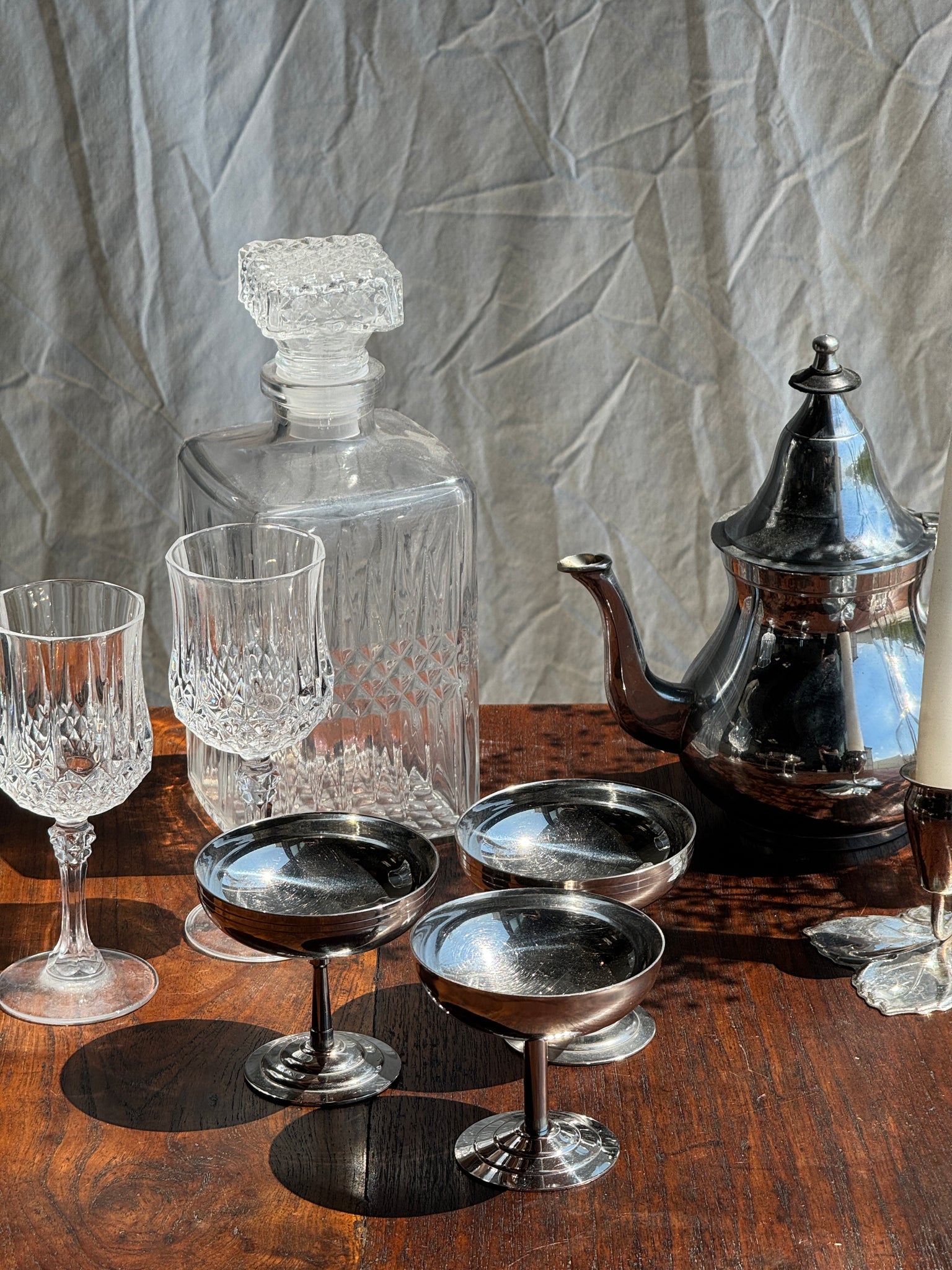 Lot de 6 coupes à glace sur pied géométrique circulaire en métal