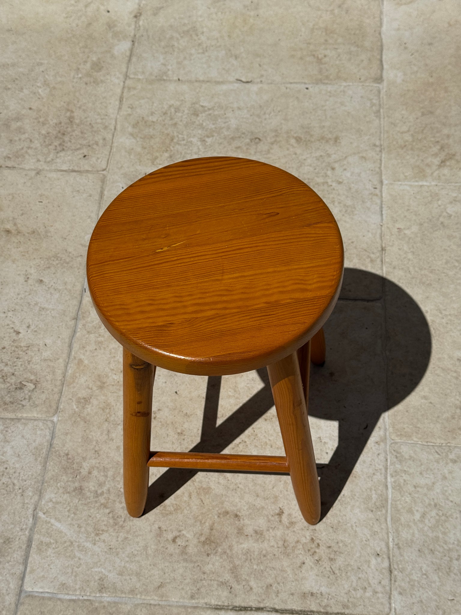 Tabouret en pin quadripode vintage