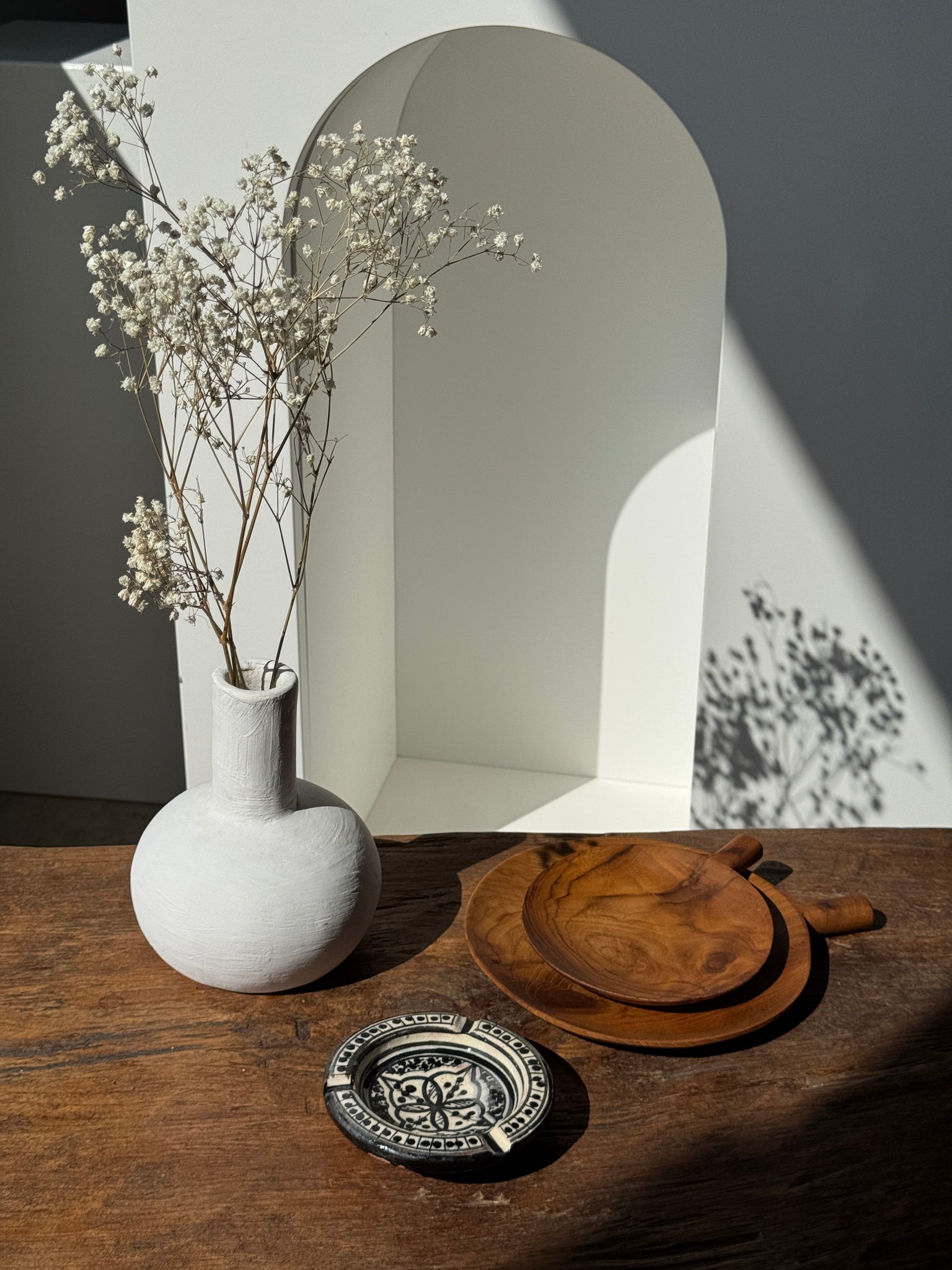 Cendrier artisanal marocain Safi noir et blanc peint à la main