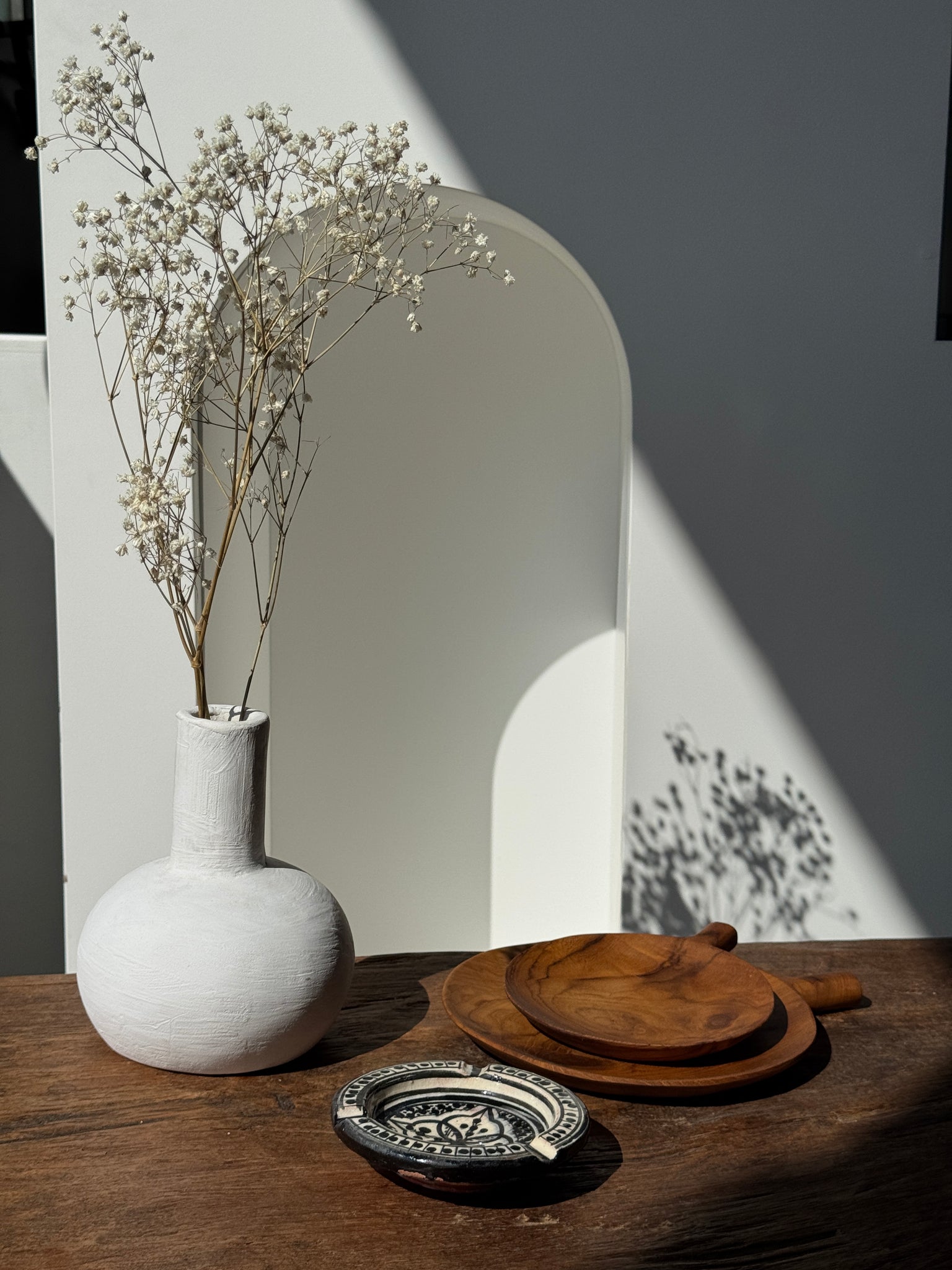 Cendrier artisanal marocain Safi noir et blanc peint à la main