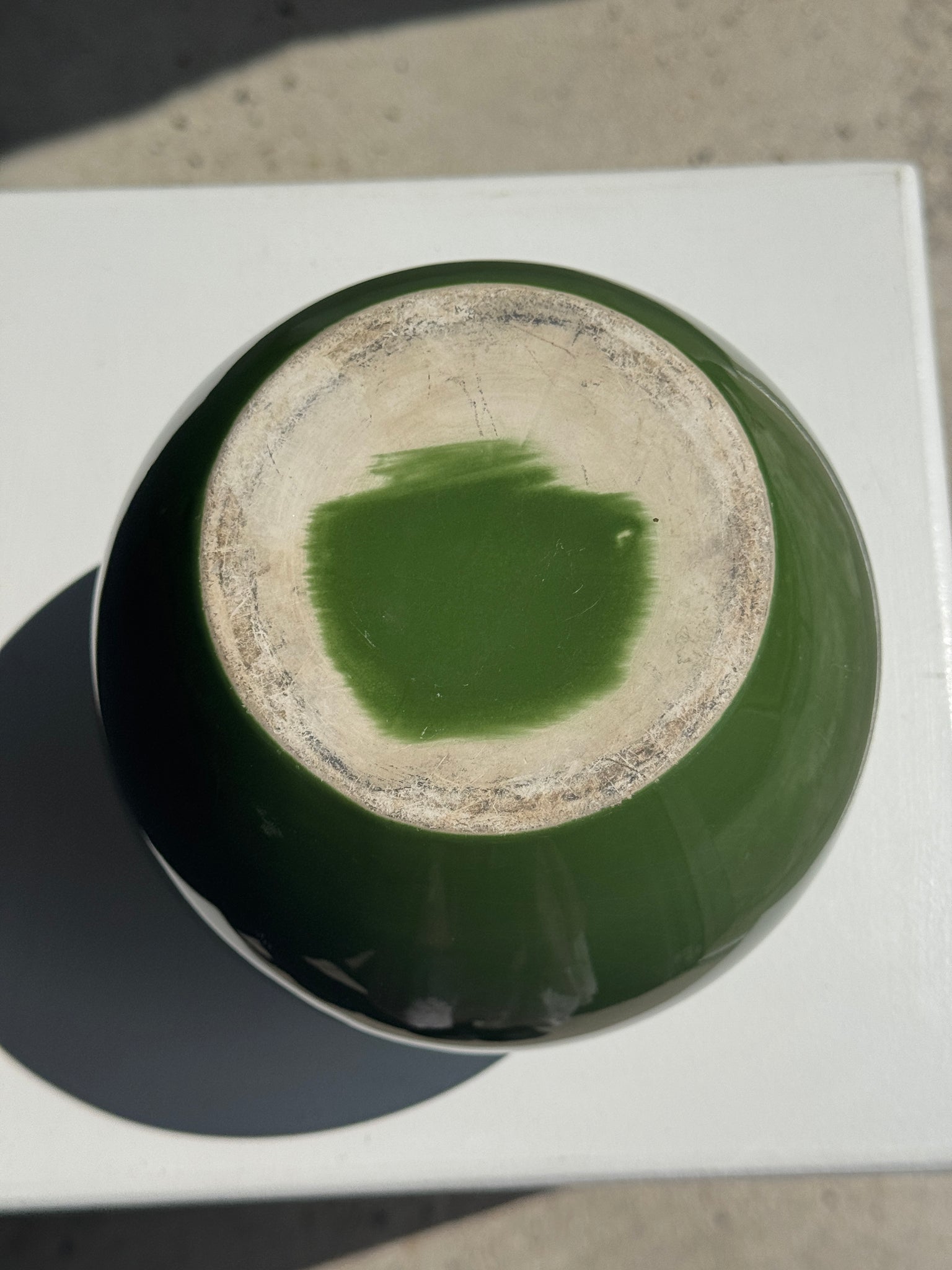 Vase vert boule vintage H19