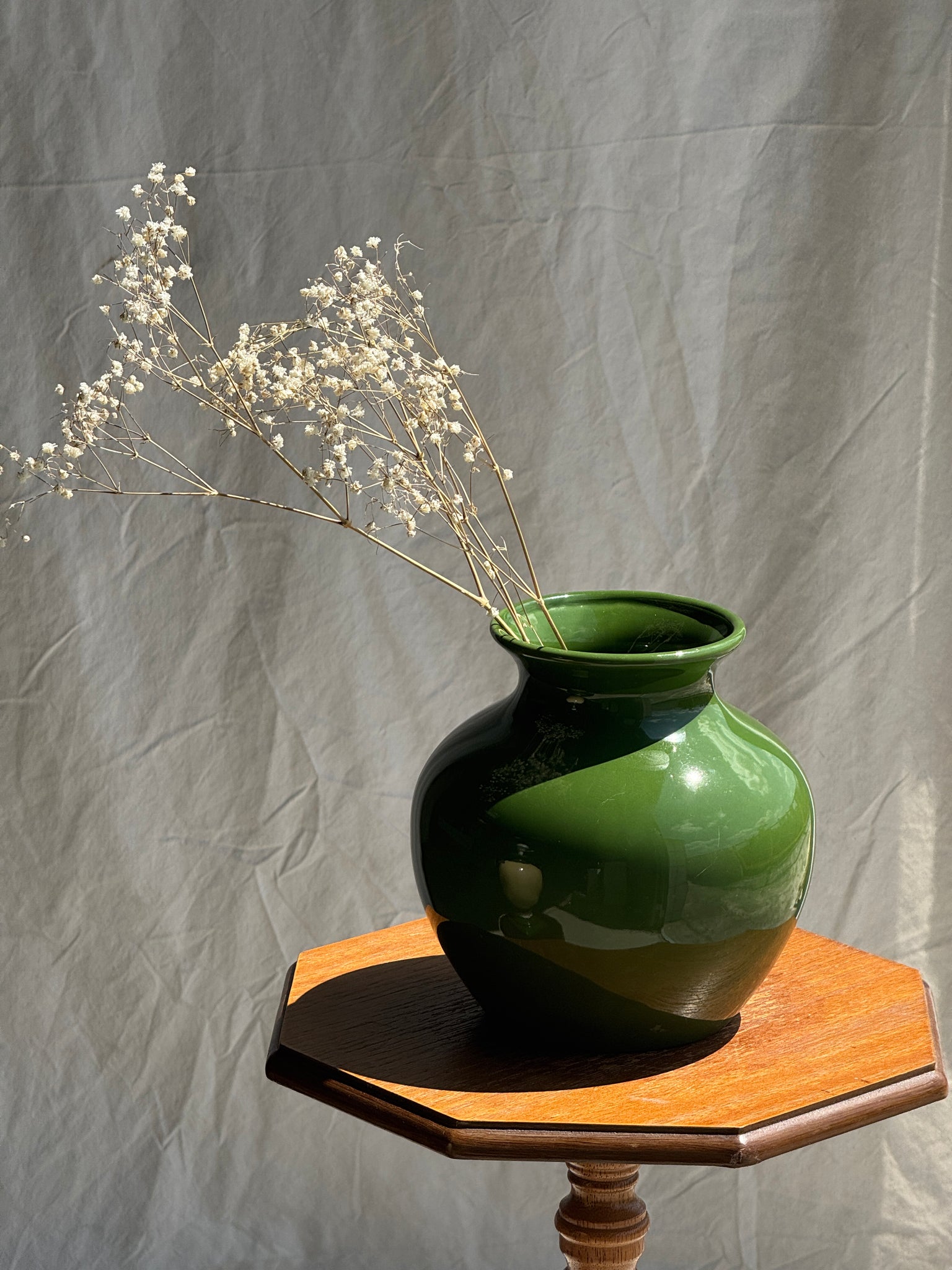 Vase vert boule vintage H19