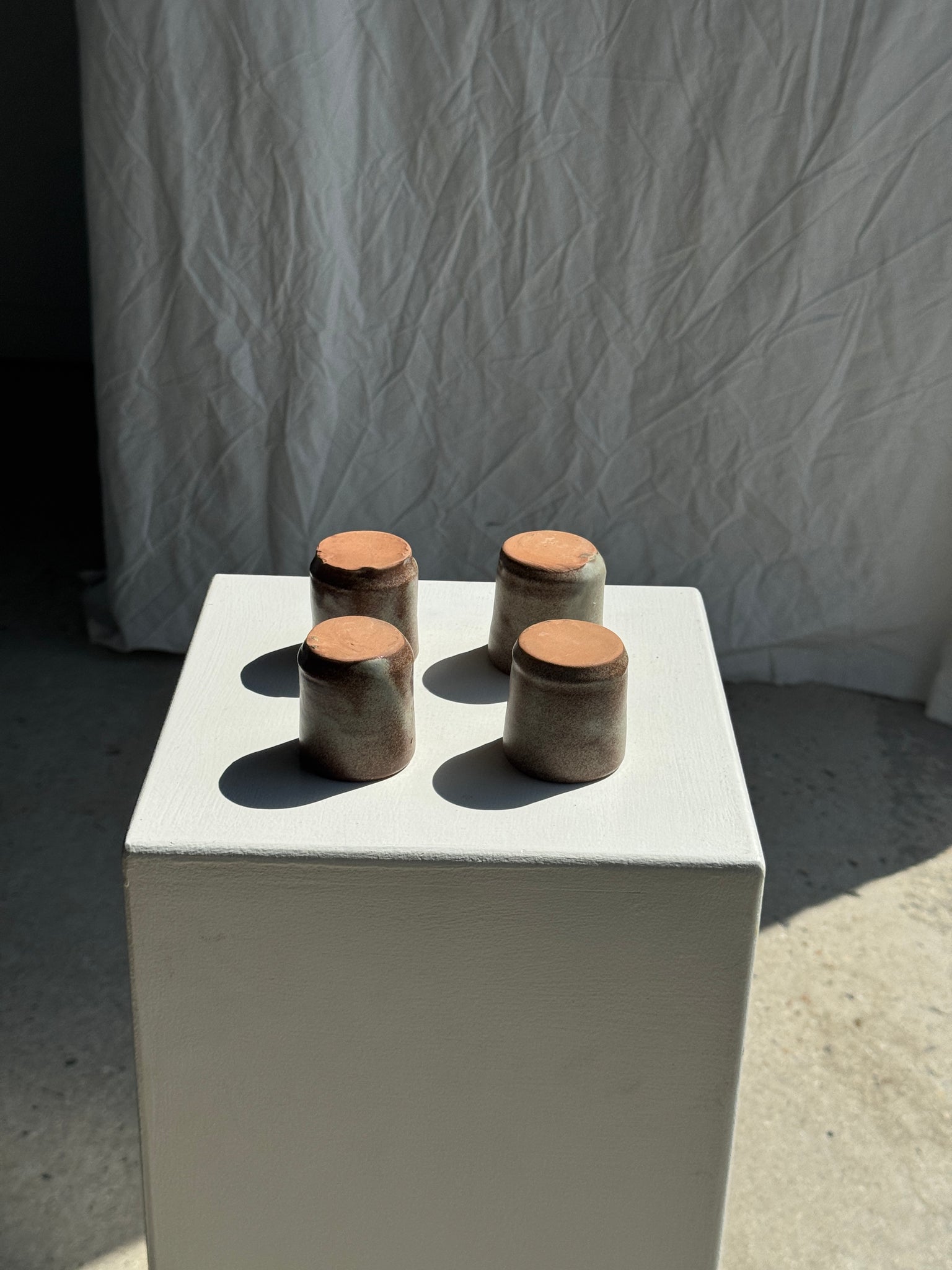Lot de 4 tasses expresso en terracotta brune moucheté