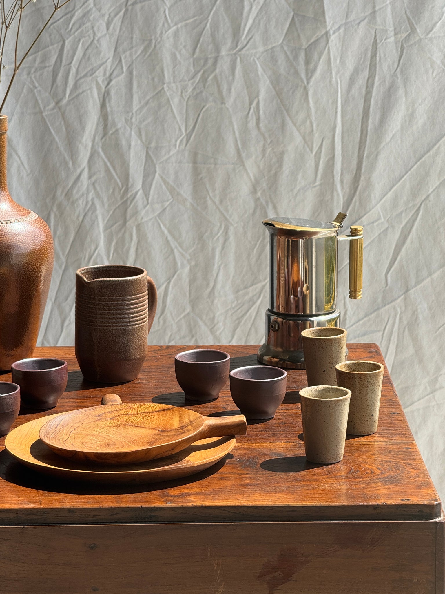 Lot de 6 mini tasses en grès beige