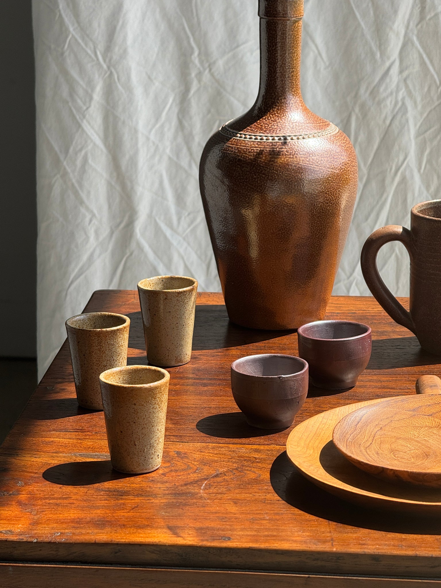 Lot de 6 mini tasses en grès beige