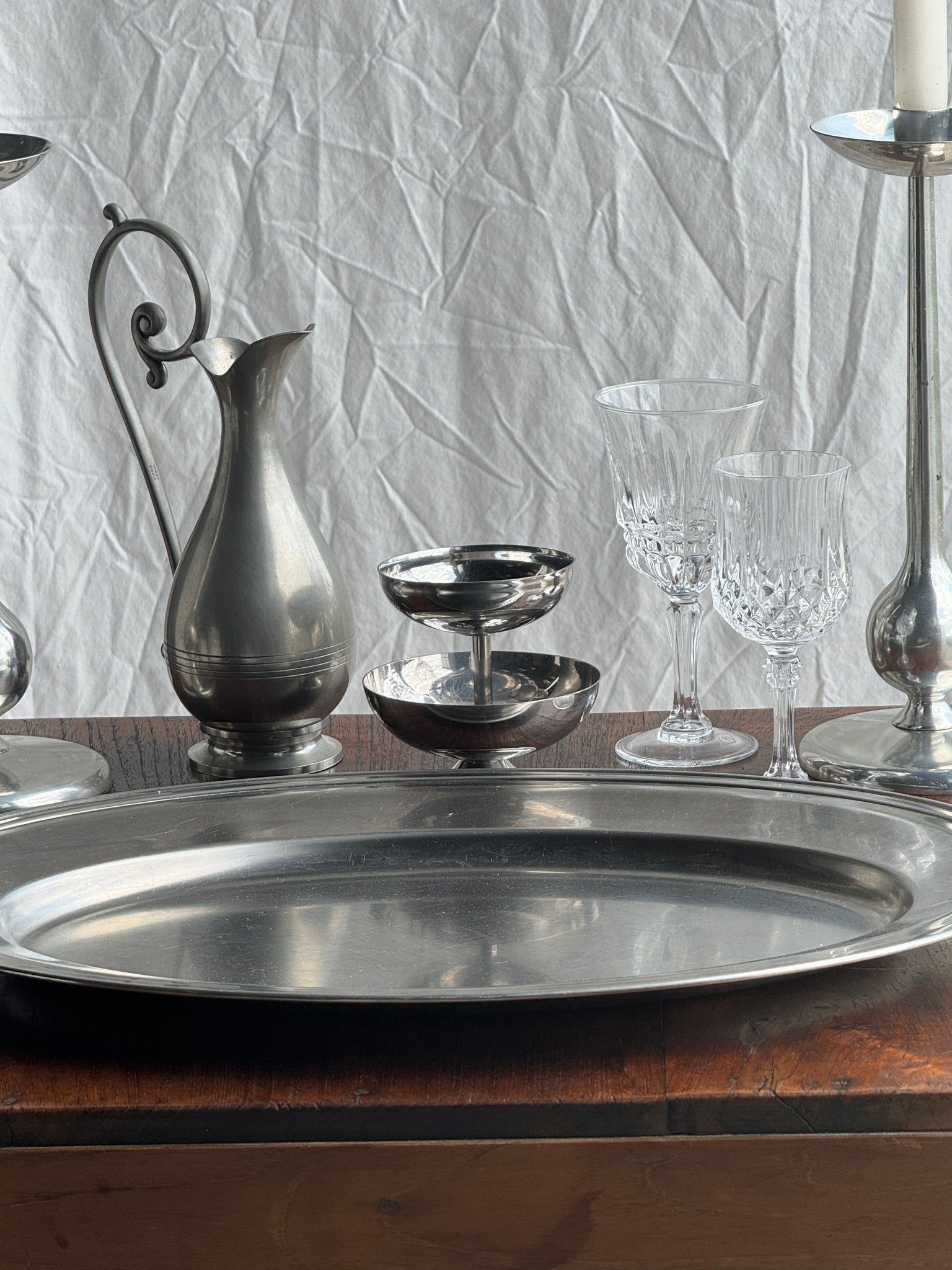Grand plat ovale en métal argenté Guy Degrenne Inox 18-10 Made in France