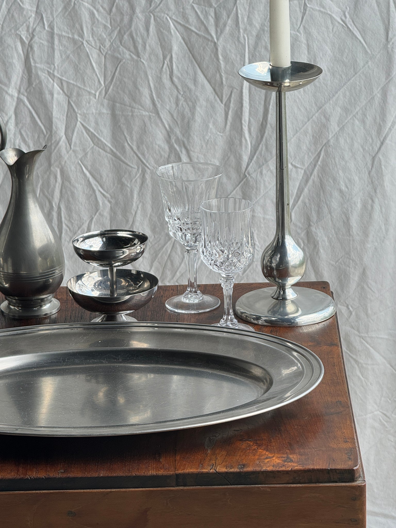 Grand plat ovale en métal argenté Guy Degrenne Inox 18-10 Made in France