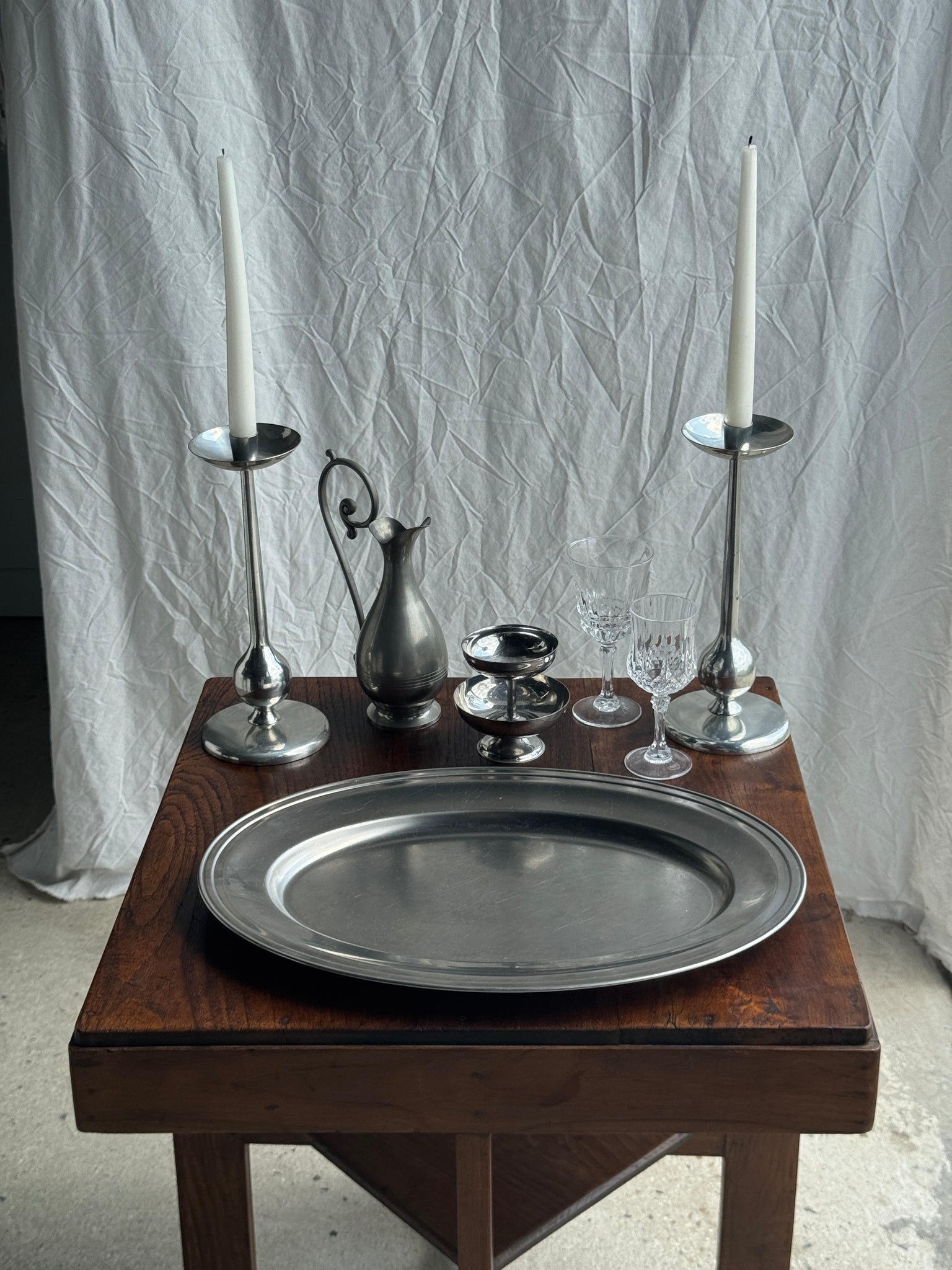 Grand plat ovale en métal argenté Guy Degrenne Inox 18-10 Made in France