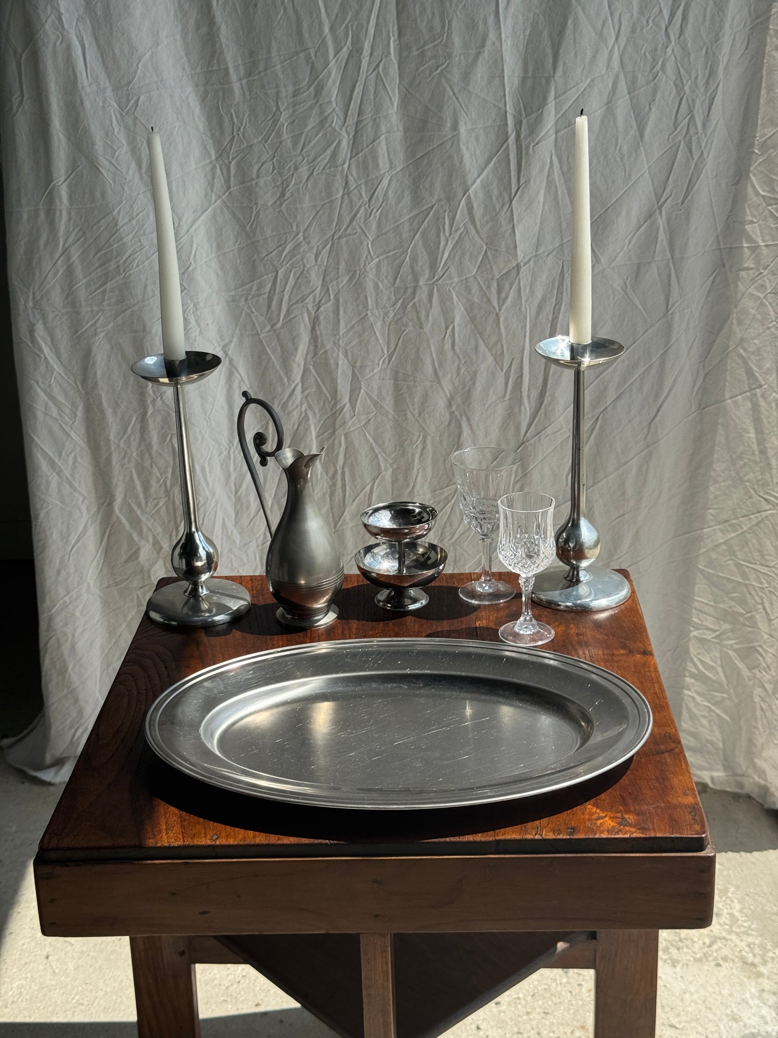 Grand plat ovale en métal argenté Guy Degrenne Inox 18-10 Made in France