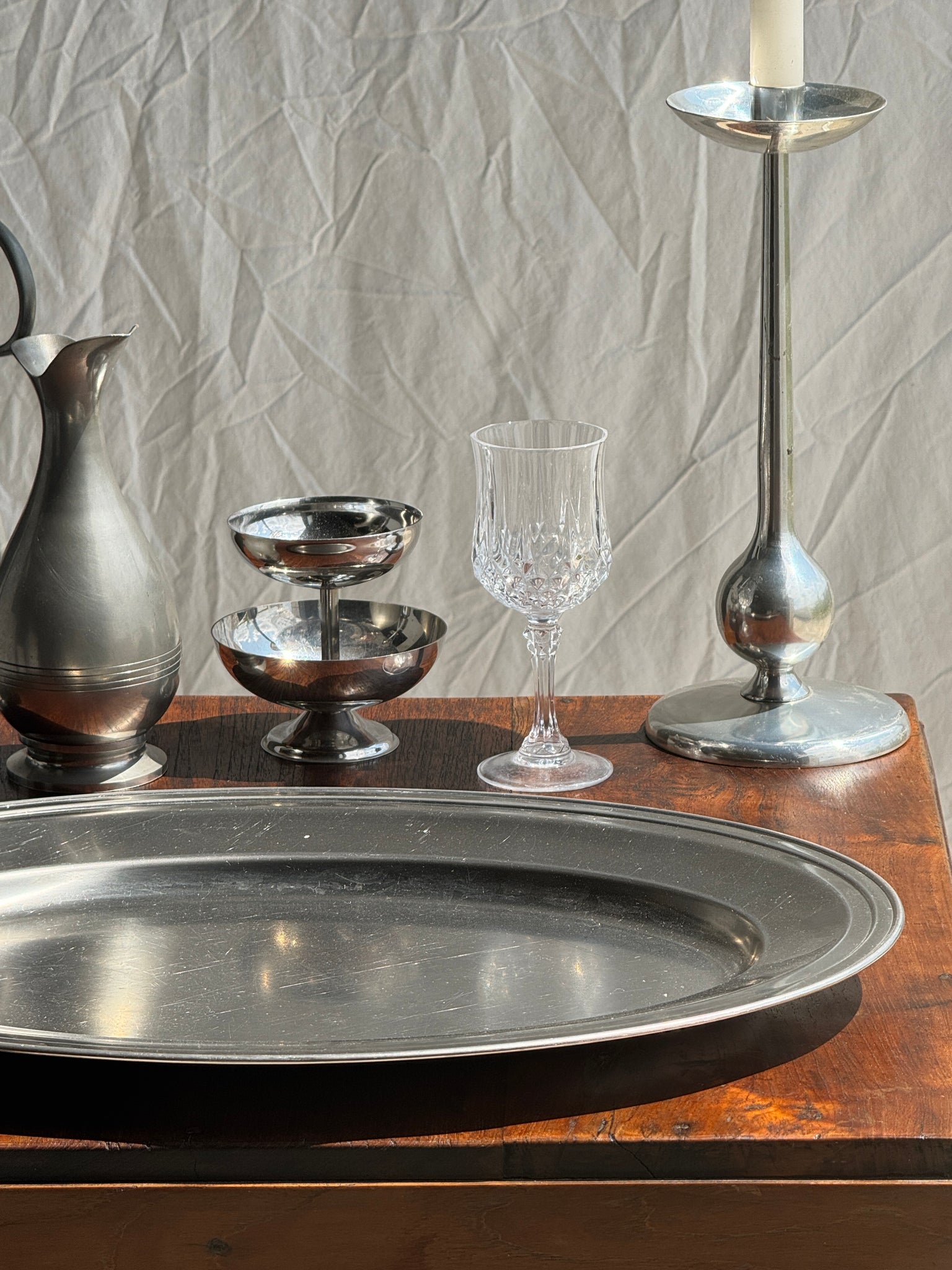Grand plat ovale en métal argenté Guy Degrenne Inox 18-10 Made in France