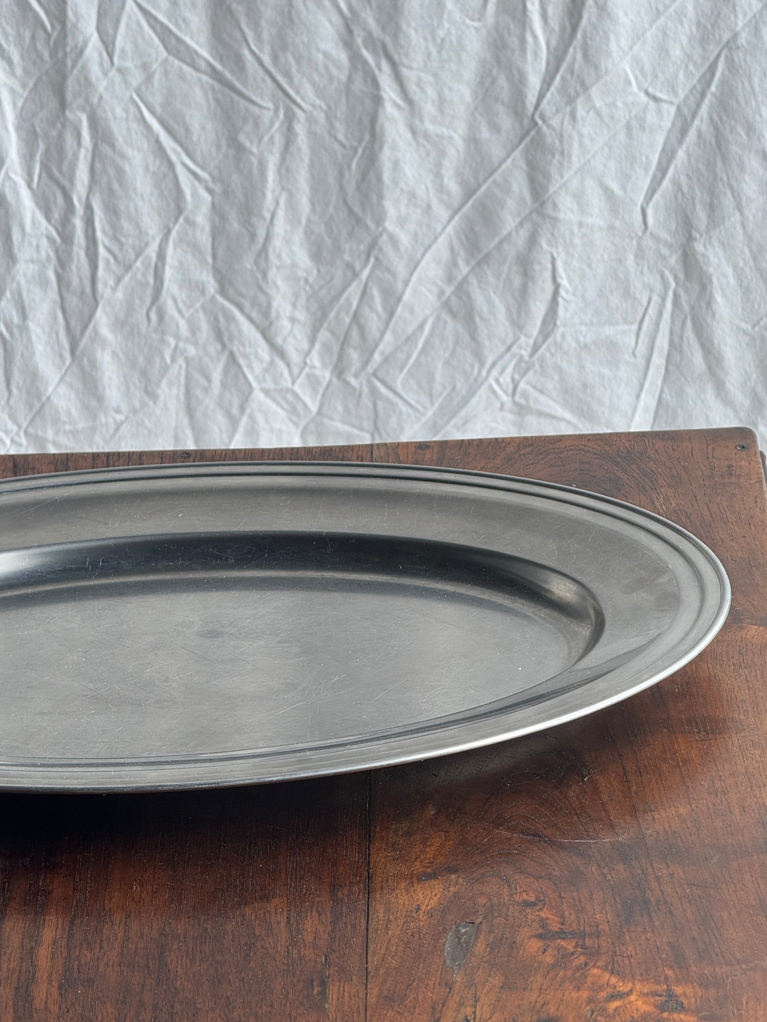Grand plat ovale en métal argenté Guy Degrenne Inox 18-10 Made in France