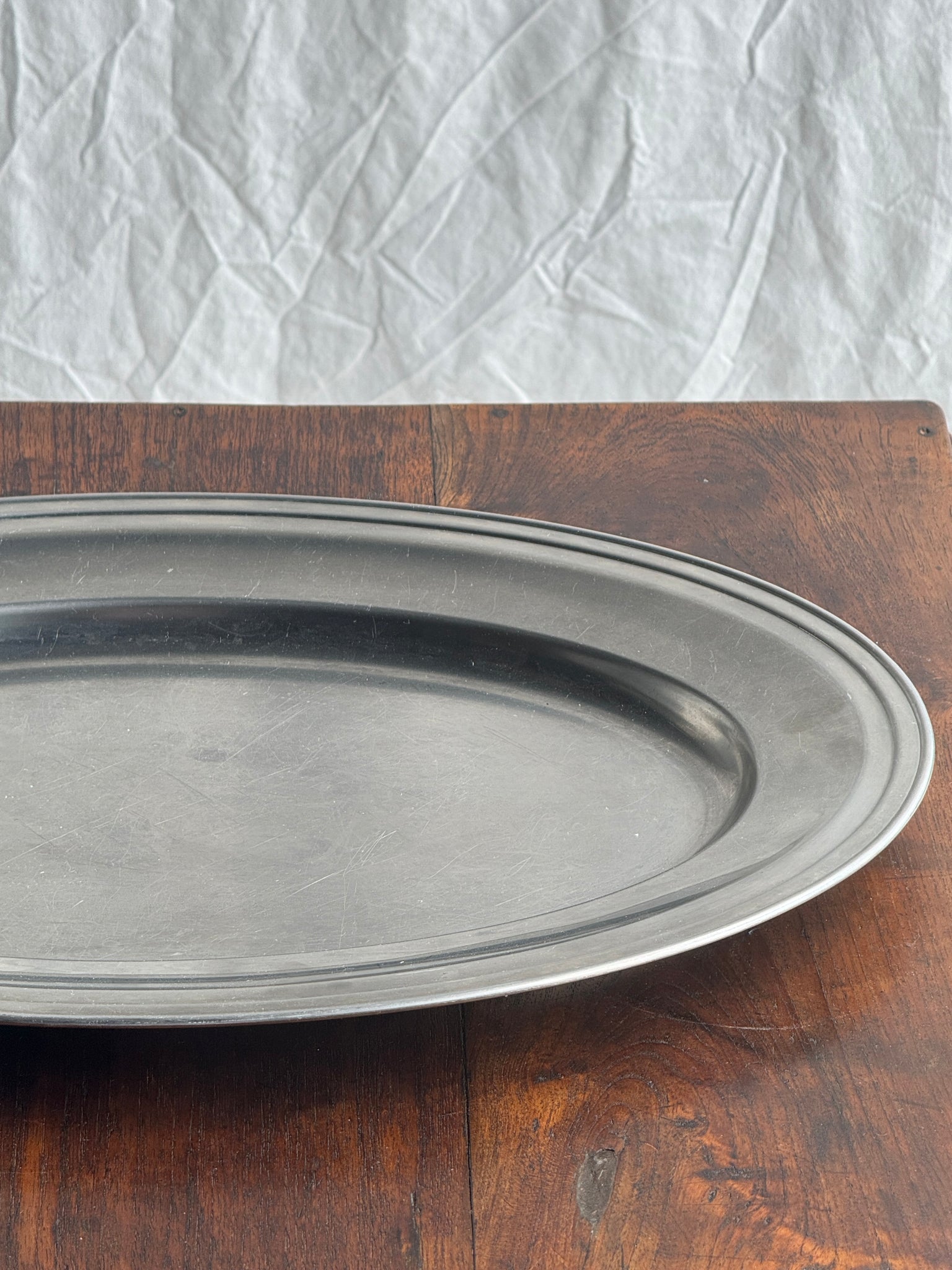 Grand plat ovale en métal argenté Guy Degrenne Inox 18-10 Made in France