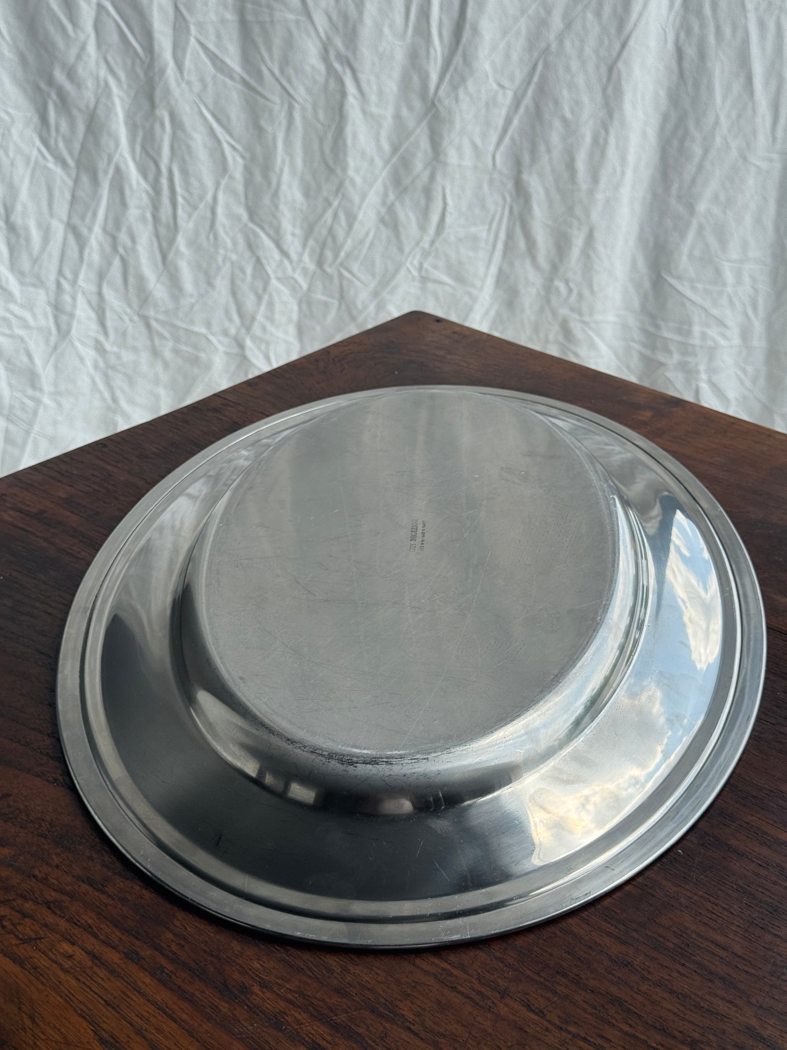 Grand plat ovale en métal argenté Guy Degrenne Inox 18-10 Made in France