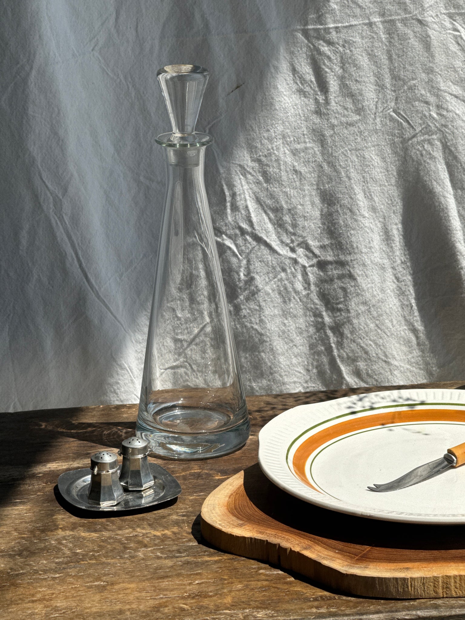 Plat à gâteaux vintage liseré orange et vert D30